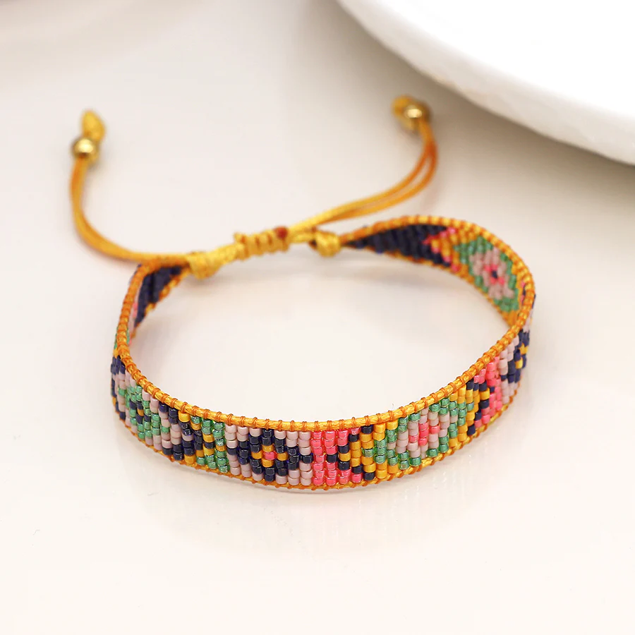 Friendship Bead Bracelet in Yellow & Pink - Image 3