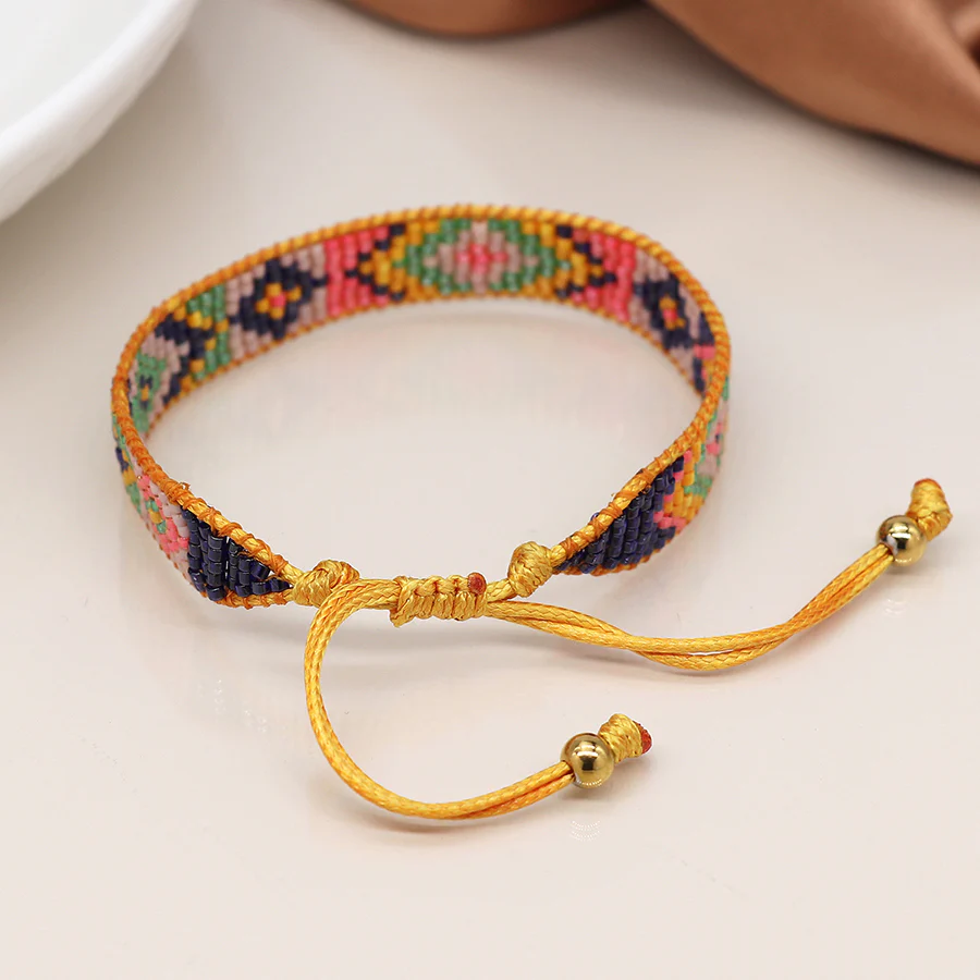 Friendship Bead Bracelet in Yellow & Pink - Image 4