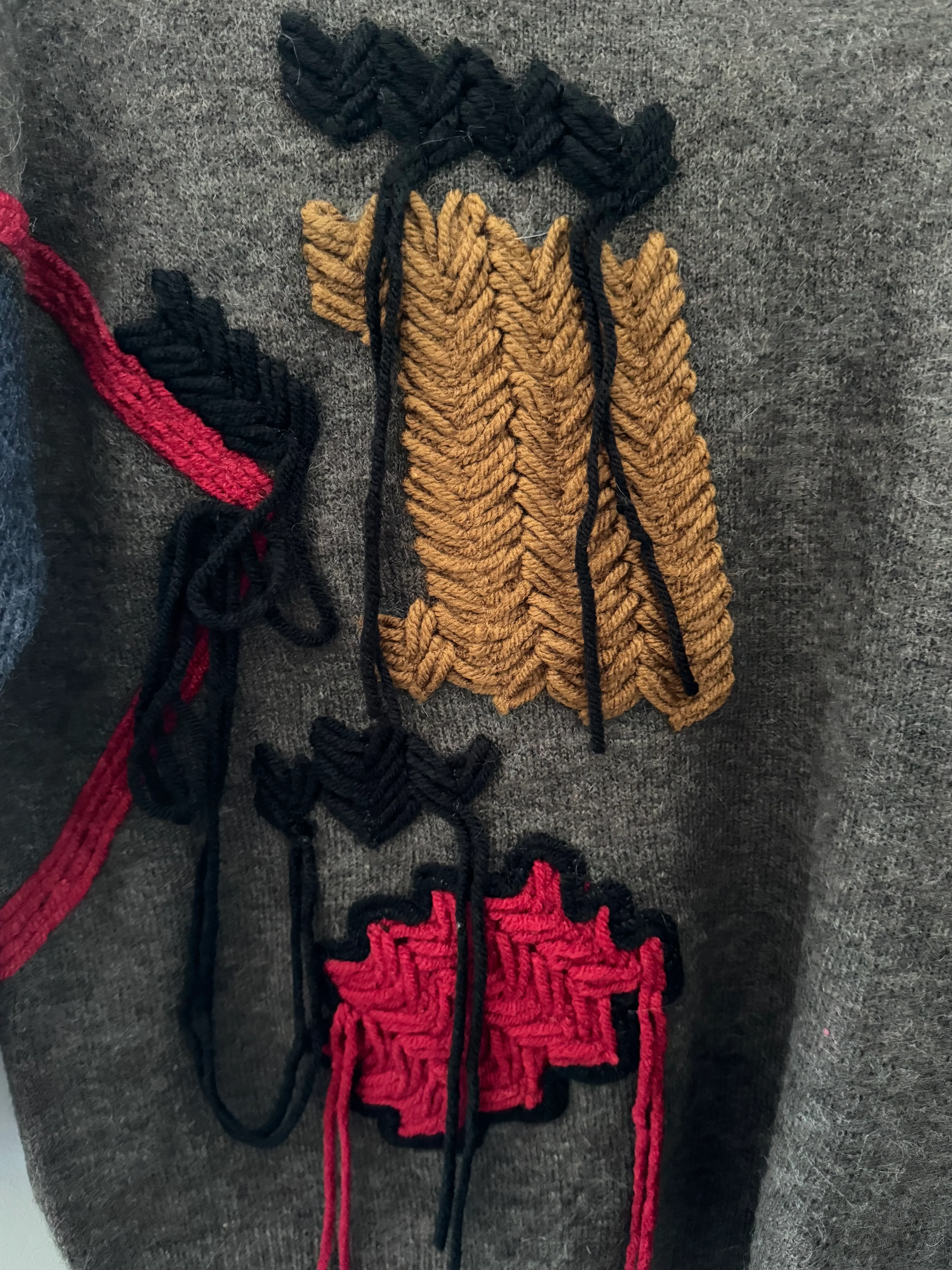 Fringe Cable Knit Jumper in Cocoa & Blue - Image 10
