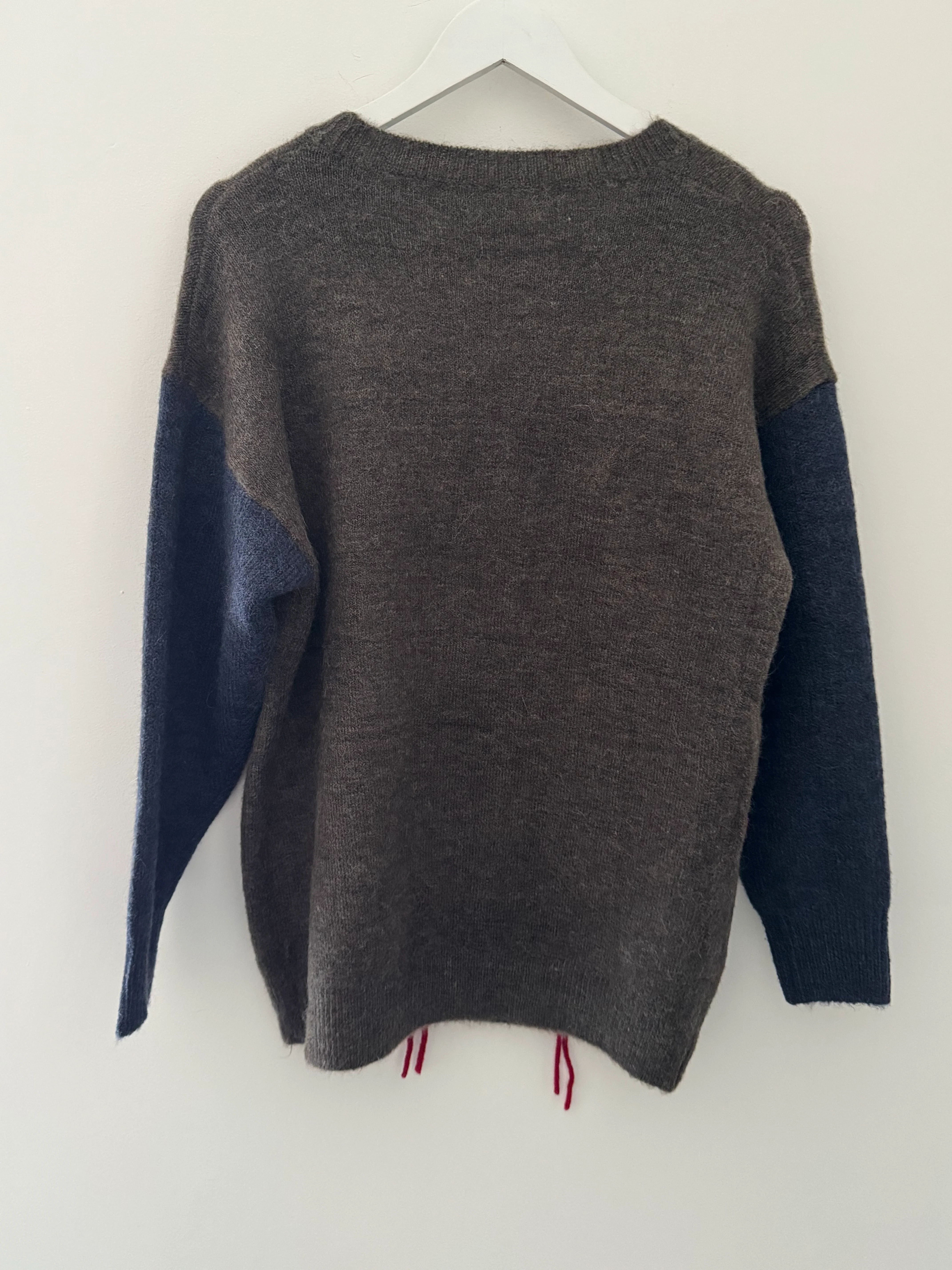 Fringe Cable Knit Jumper in Cocoa & Blue - Image 11