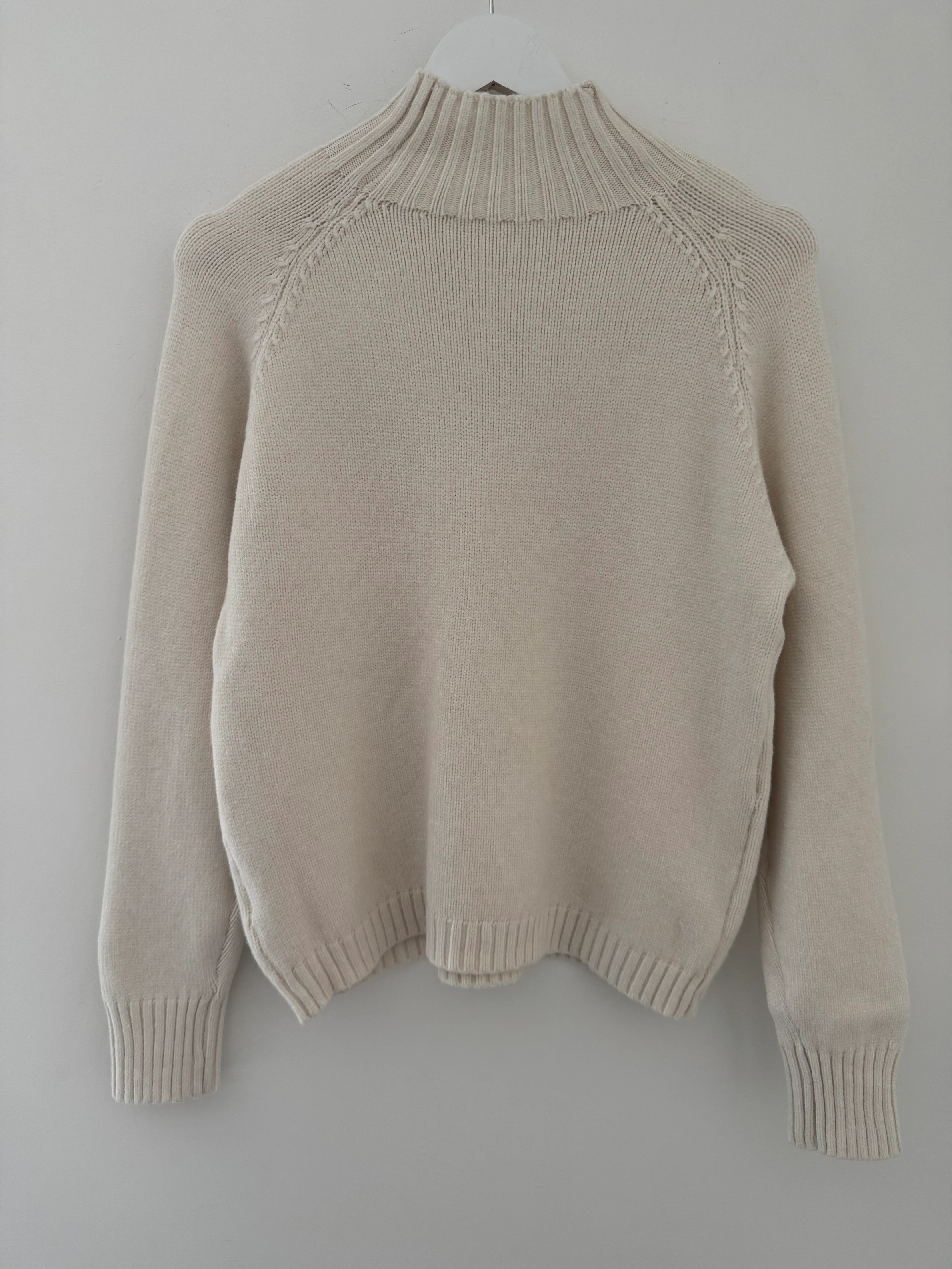 Funnel Neck Cable Jumper in Ivory - Image 8