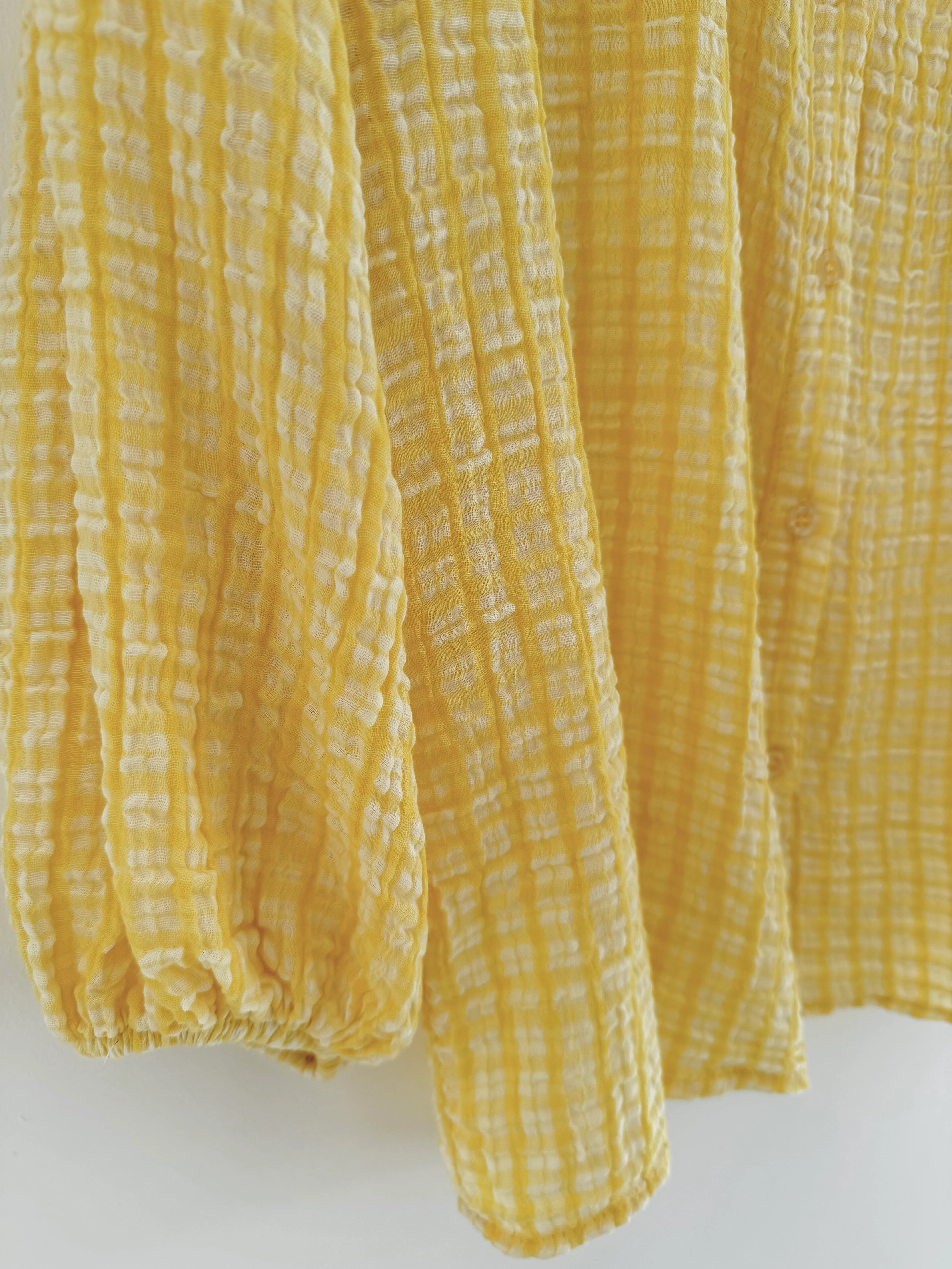 Gingham Seersucker Blouse in Lemon - Image 7
