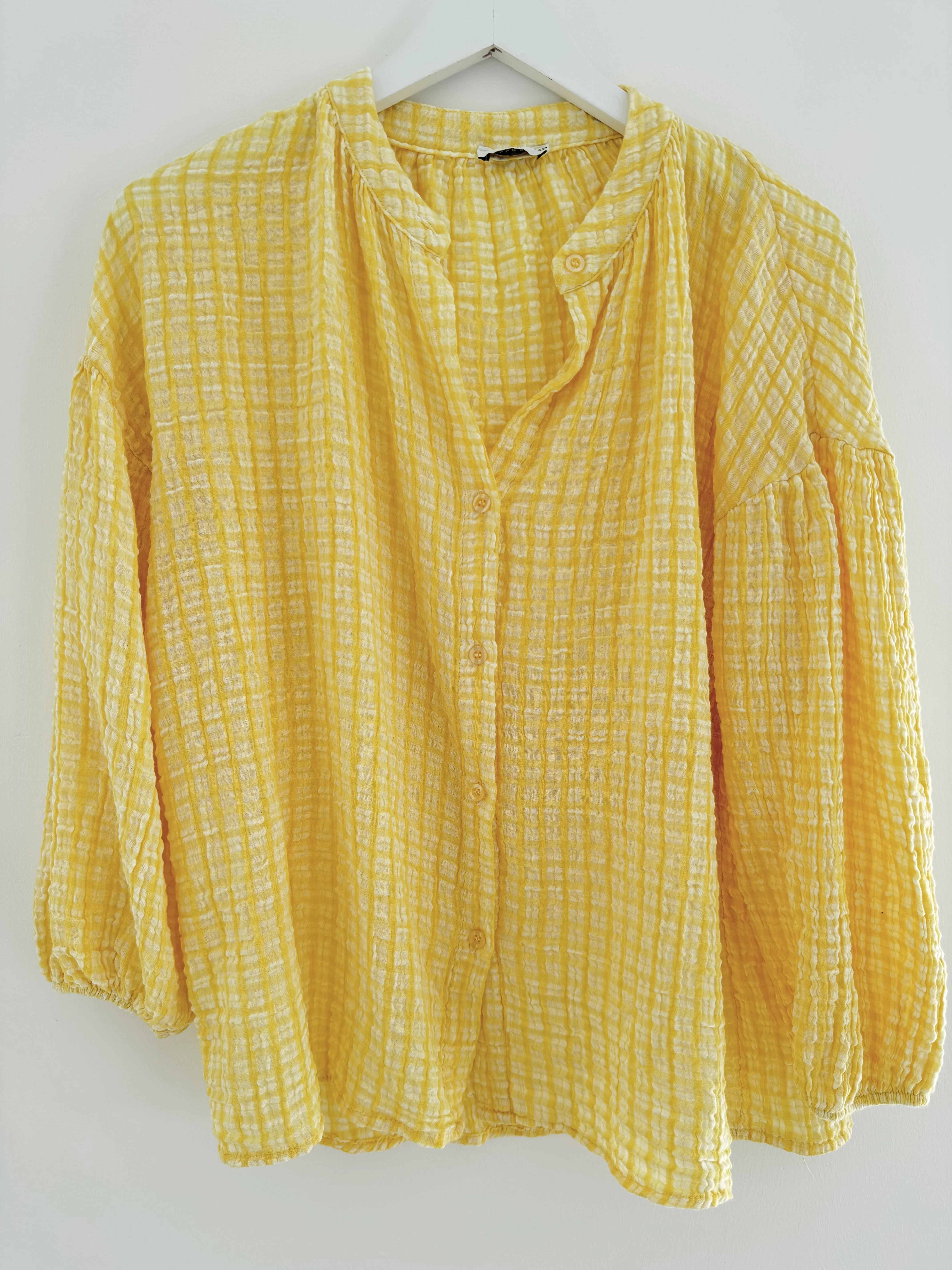 Gingham Seersucker Blouse in Lemon - Image 8