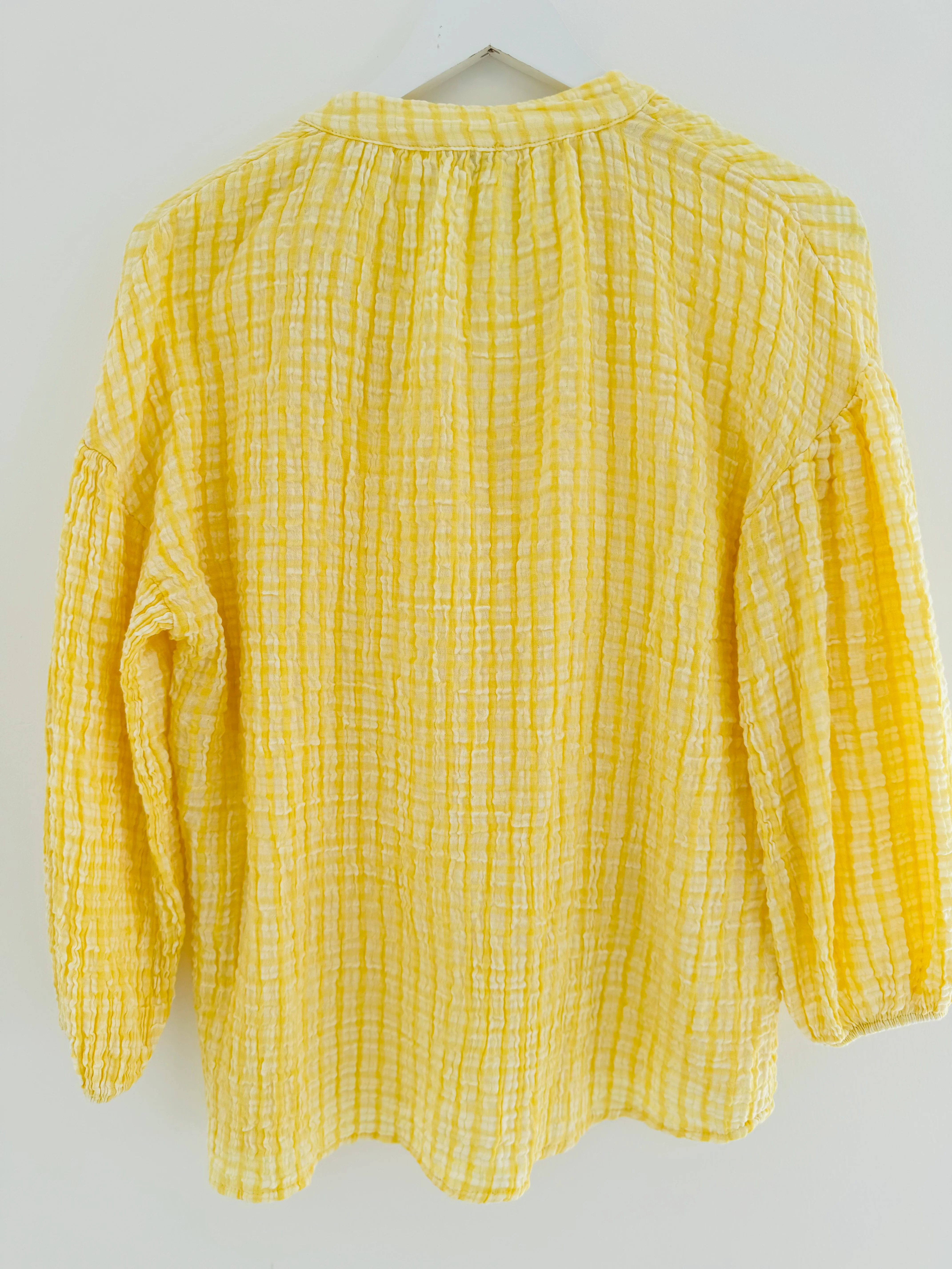 Gingham Seersucker Blouse in Lemon - Image 9