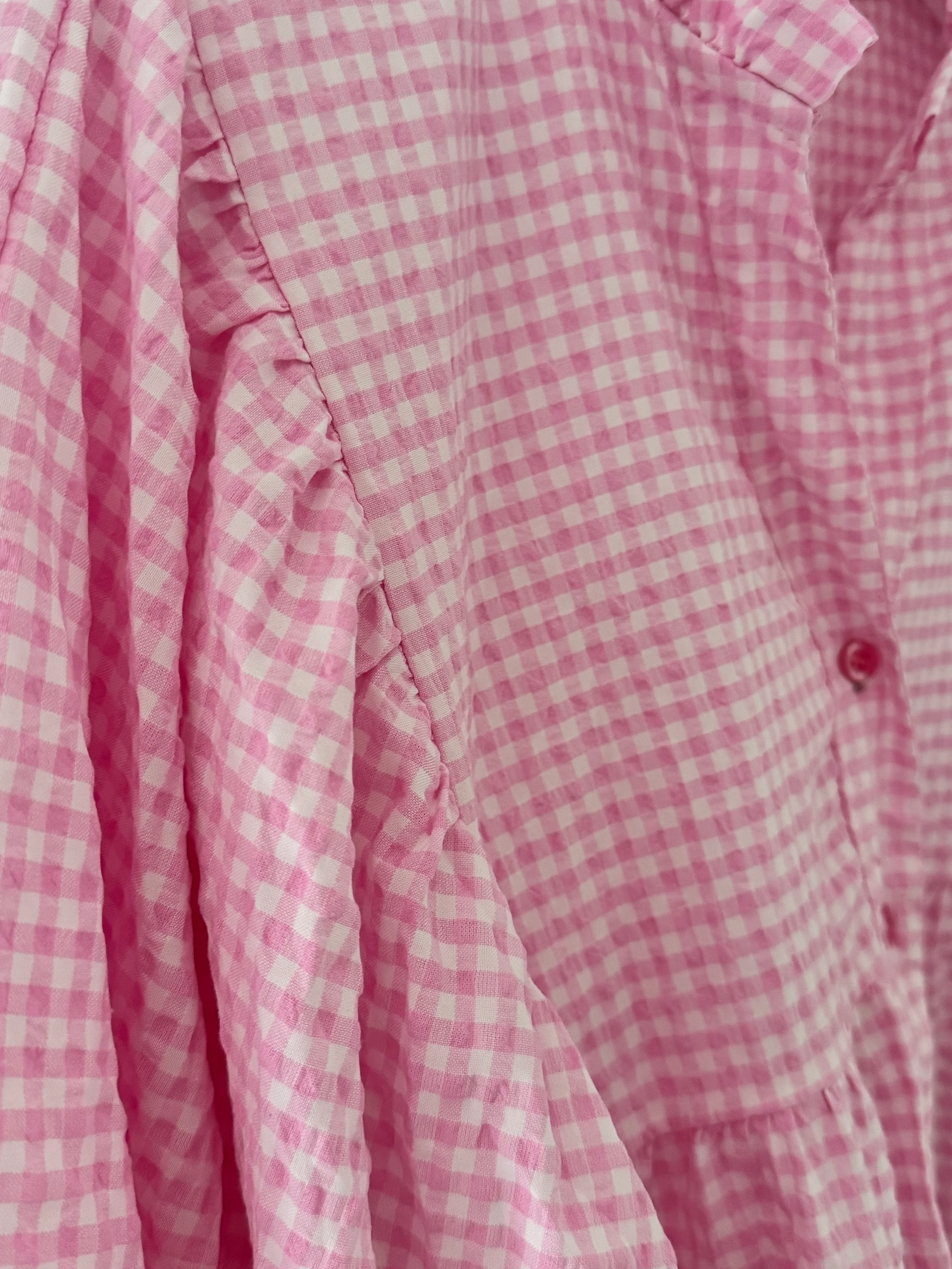 Gingham Seersucker Blouse in Candy Pink - Image 7