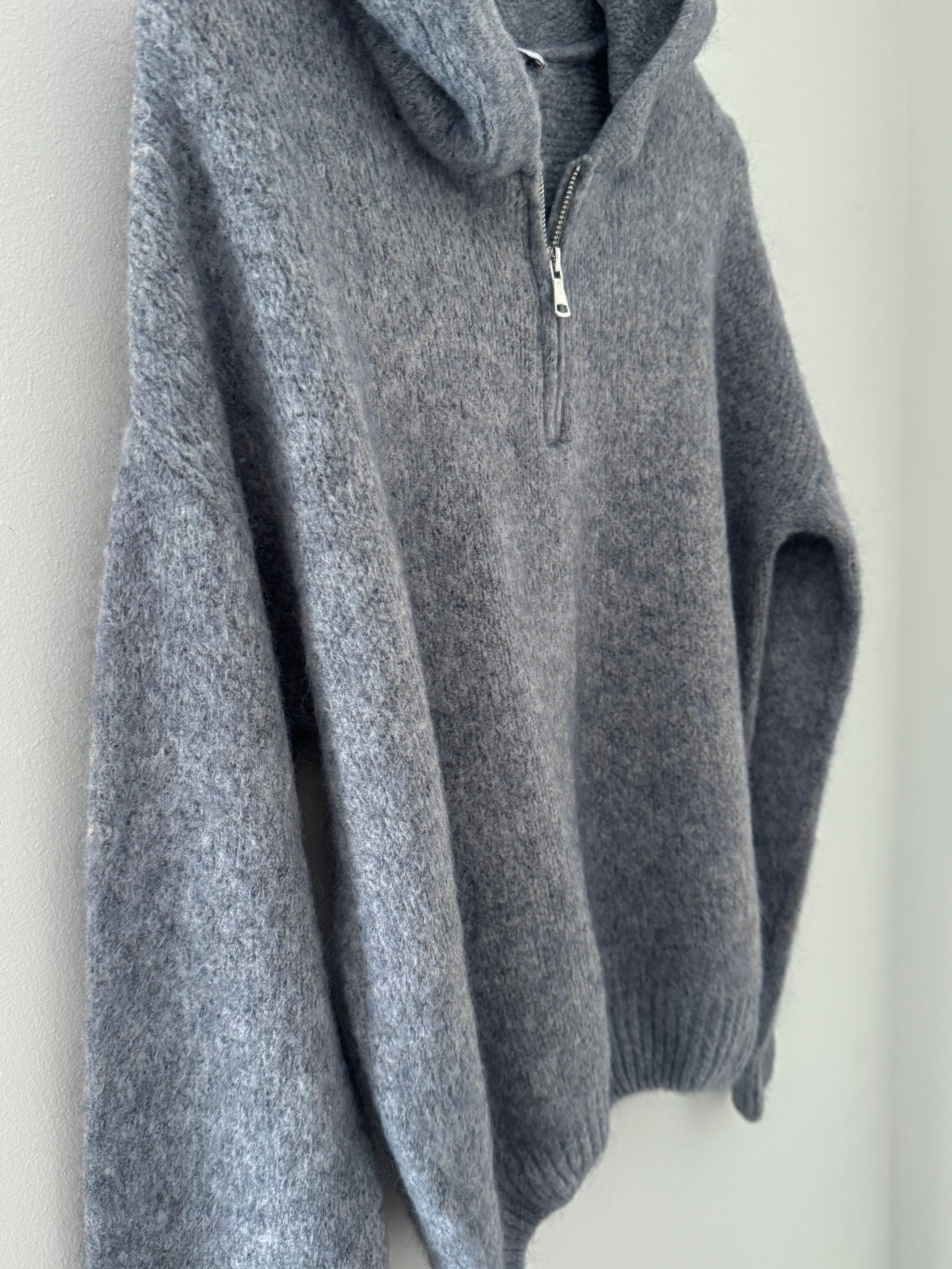 Hooded Mohair Jumper in Charcoal - Image 10