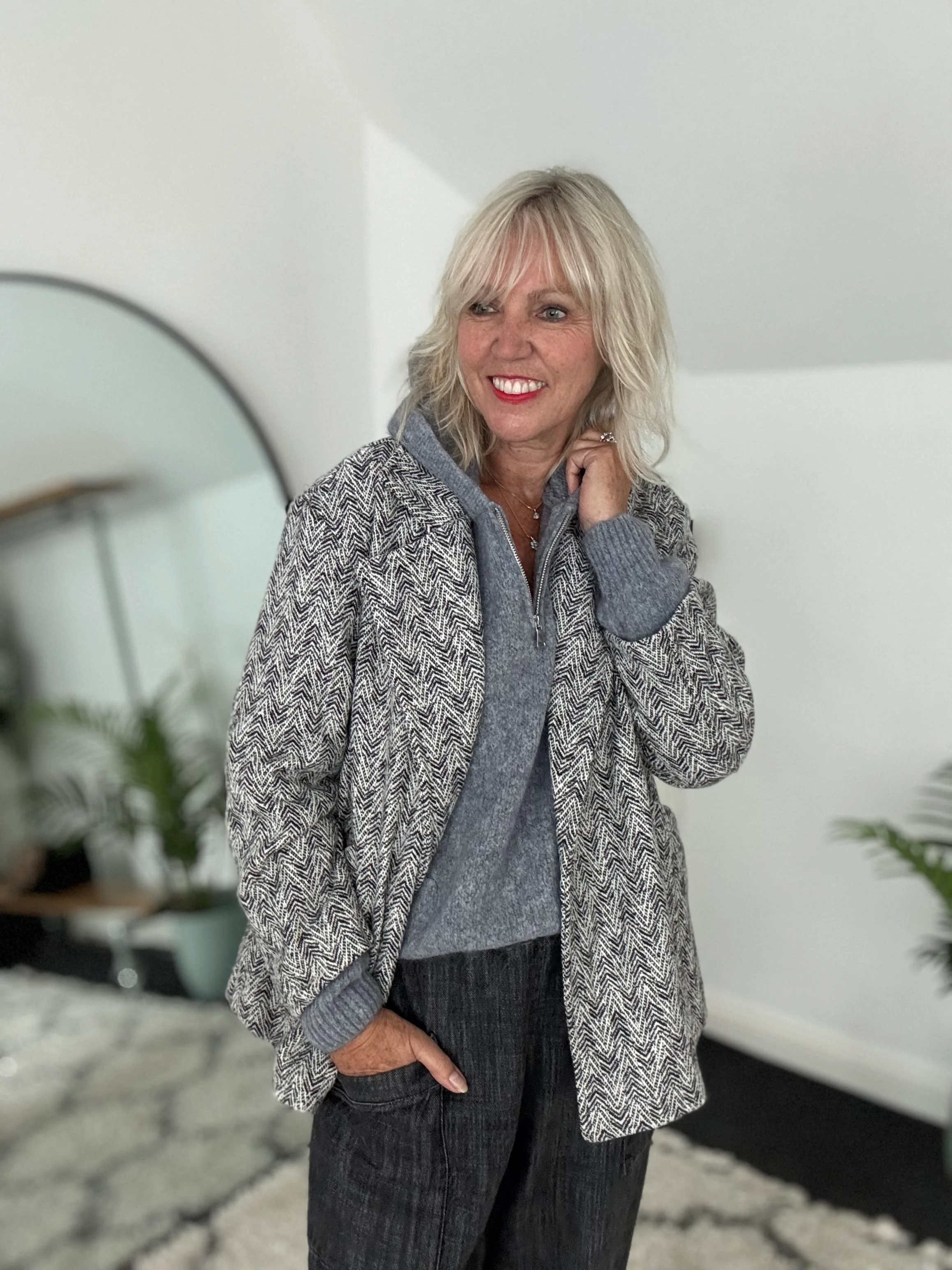 Hooded Mohair Jumper in Charcoal - Image 4