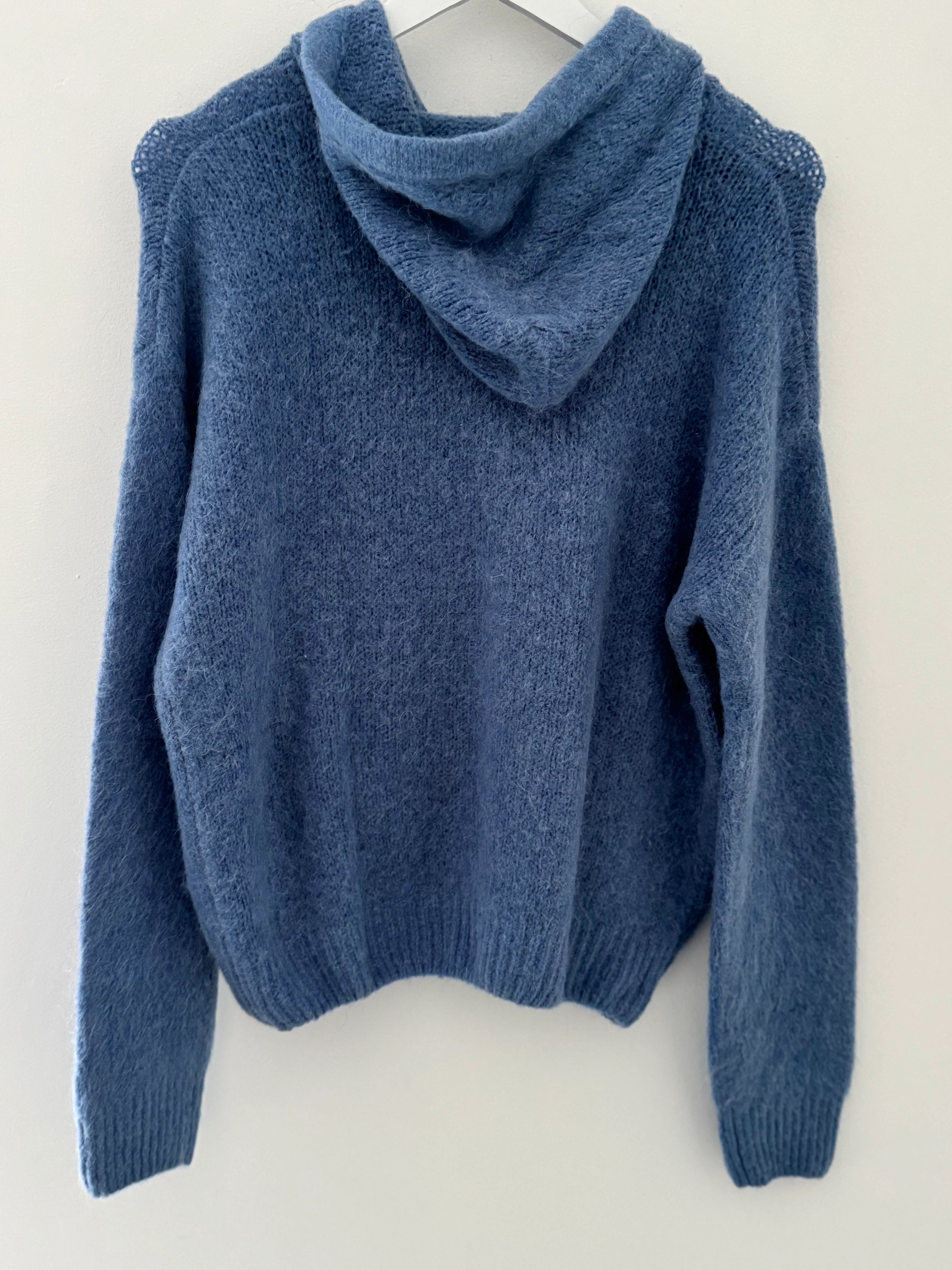 Hooded Mohair Jumper in Denim Blue - Image 8