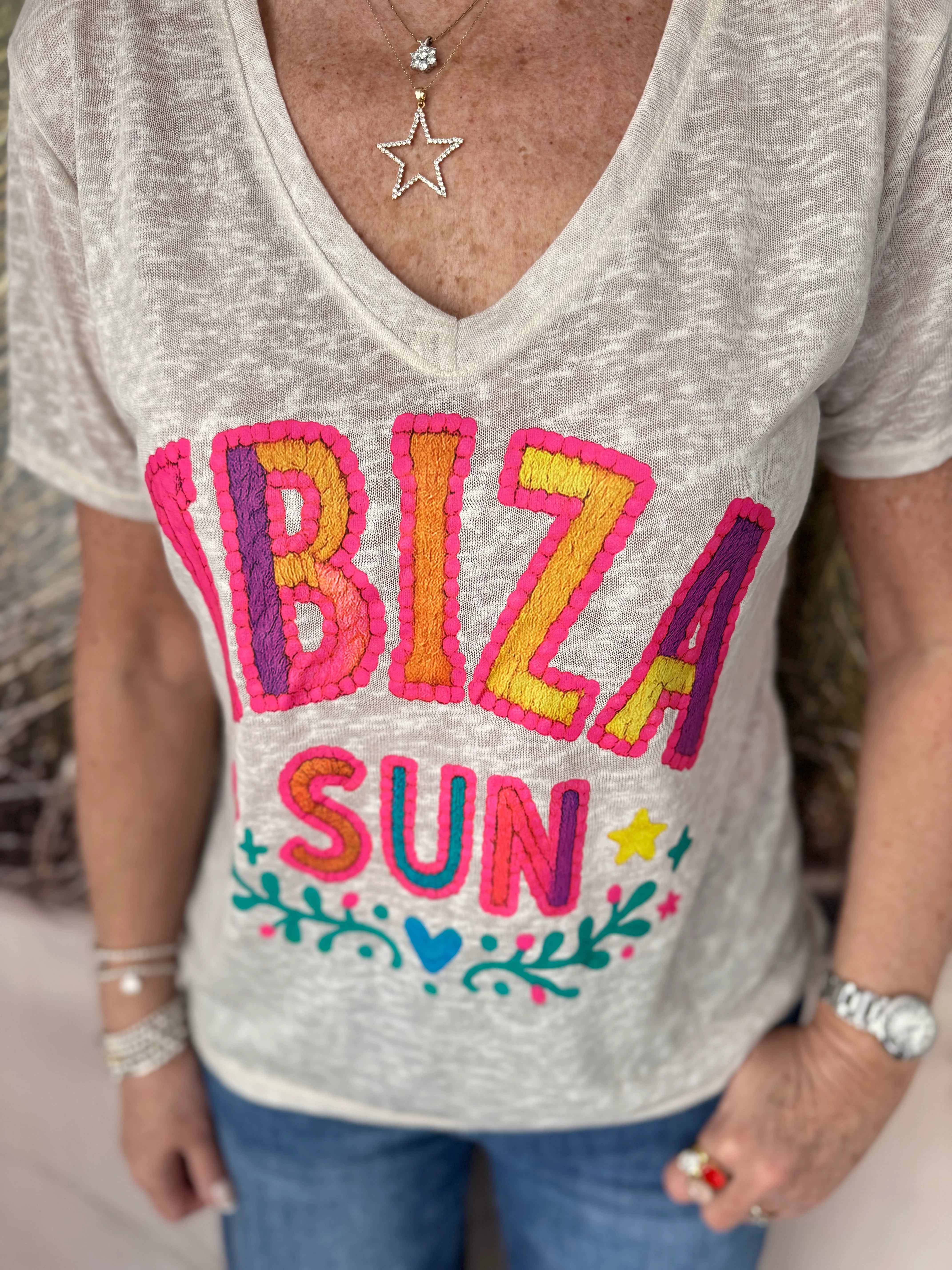 Ibiza Sun Tee in Stone - Image 2