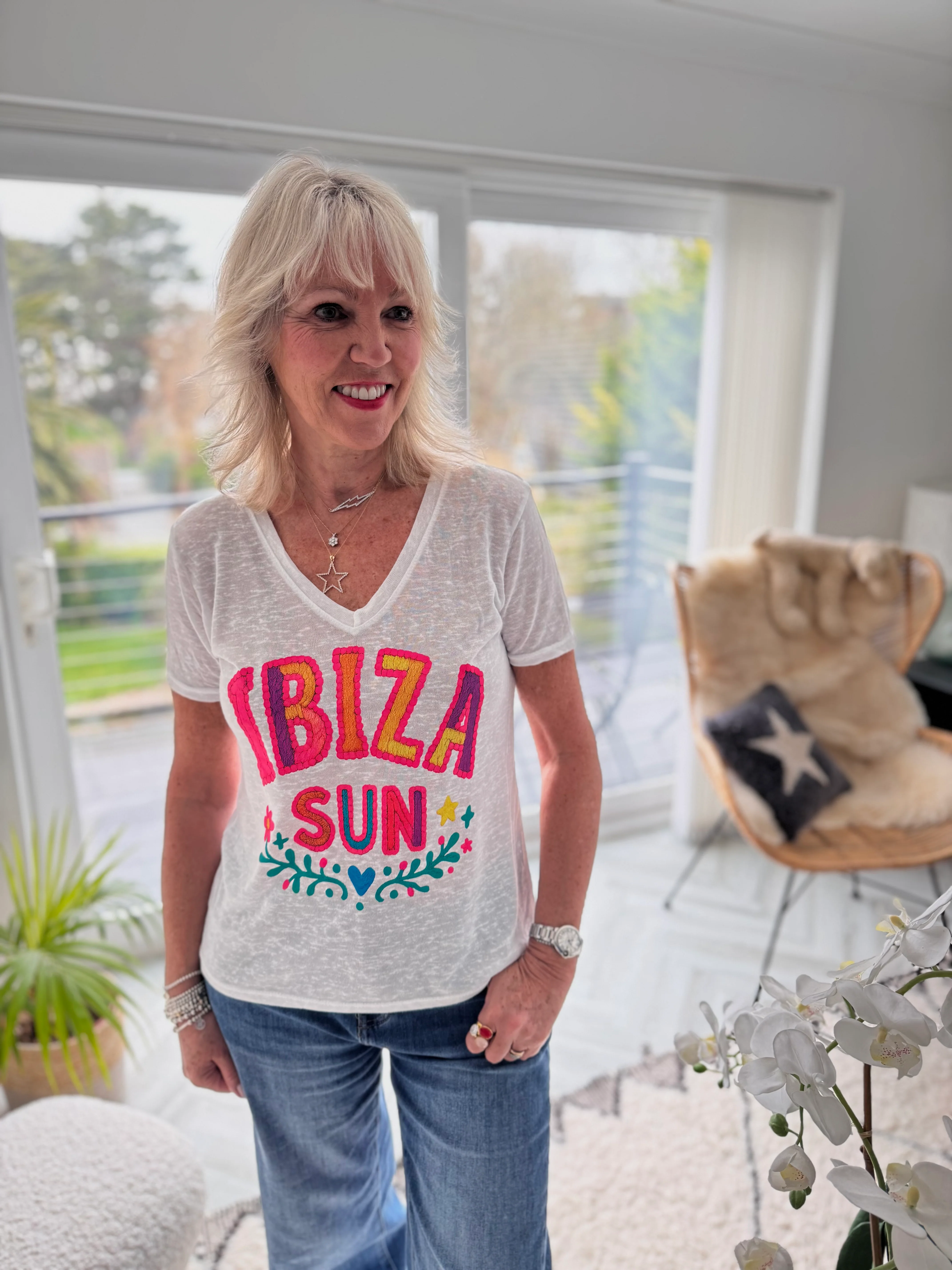 Ibiza Sun Tee in White - Image 3