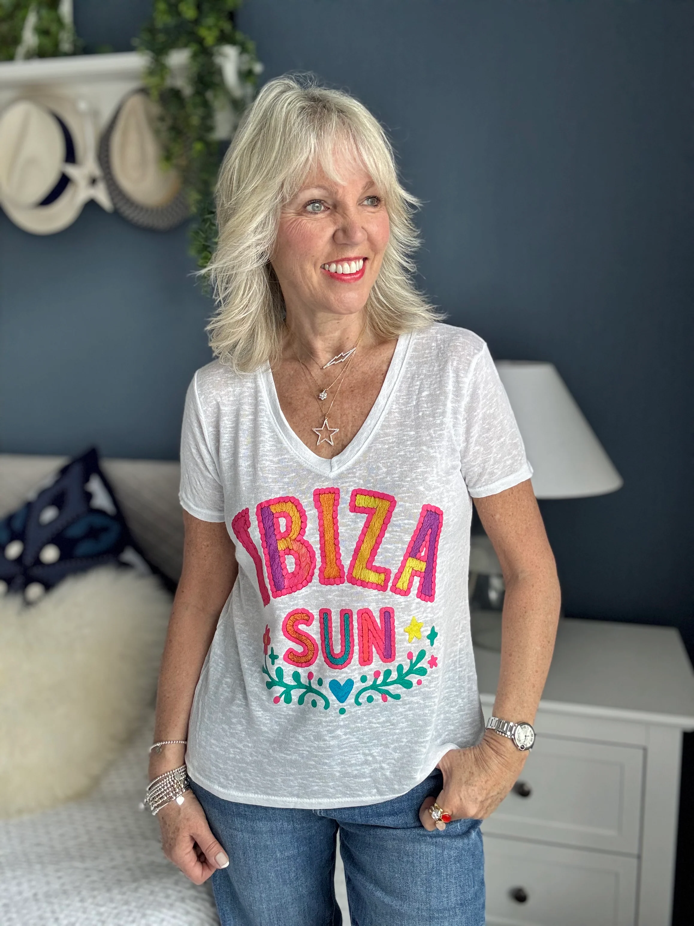 Ibiza Sun Tee in White - Image 4