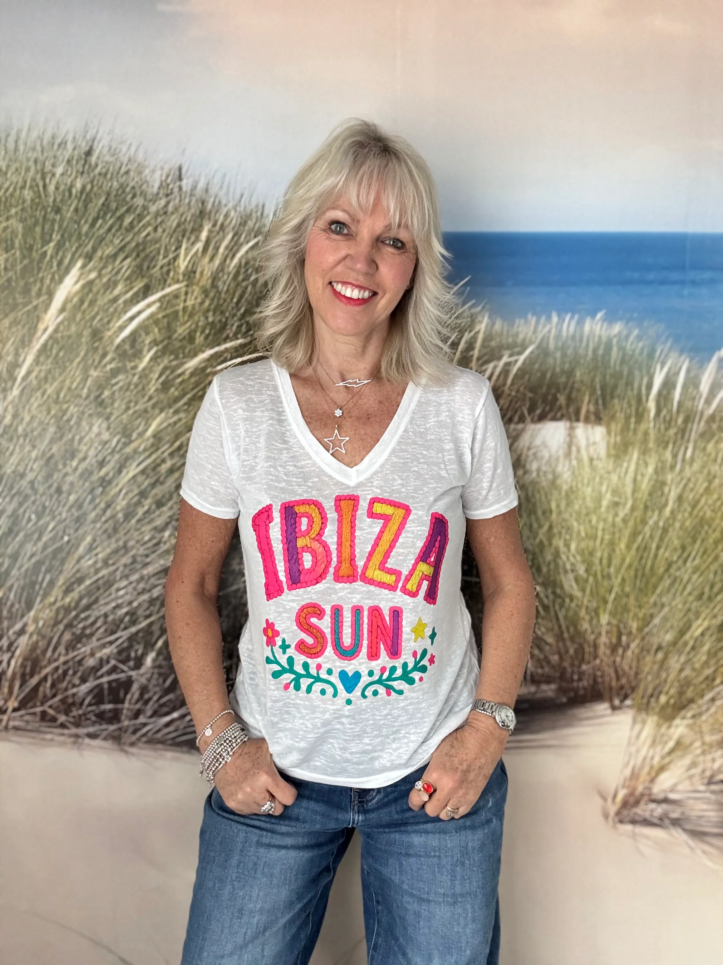 Ibiza Sun Tee in White - Image 5