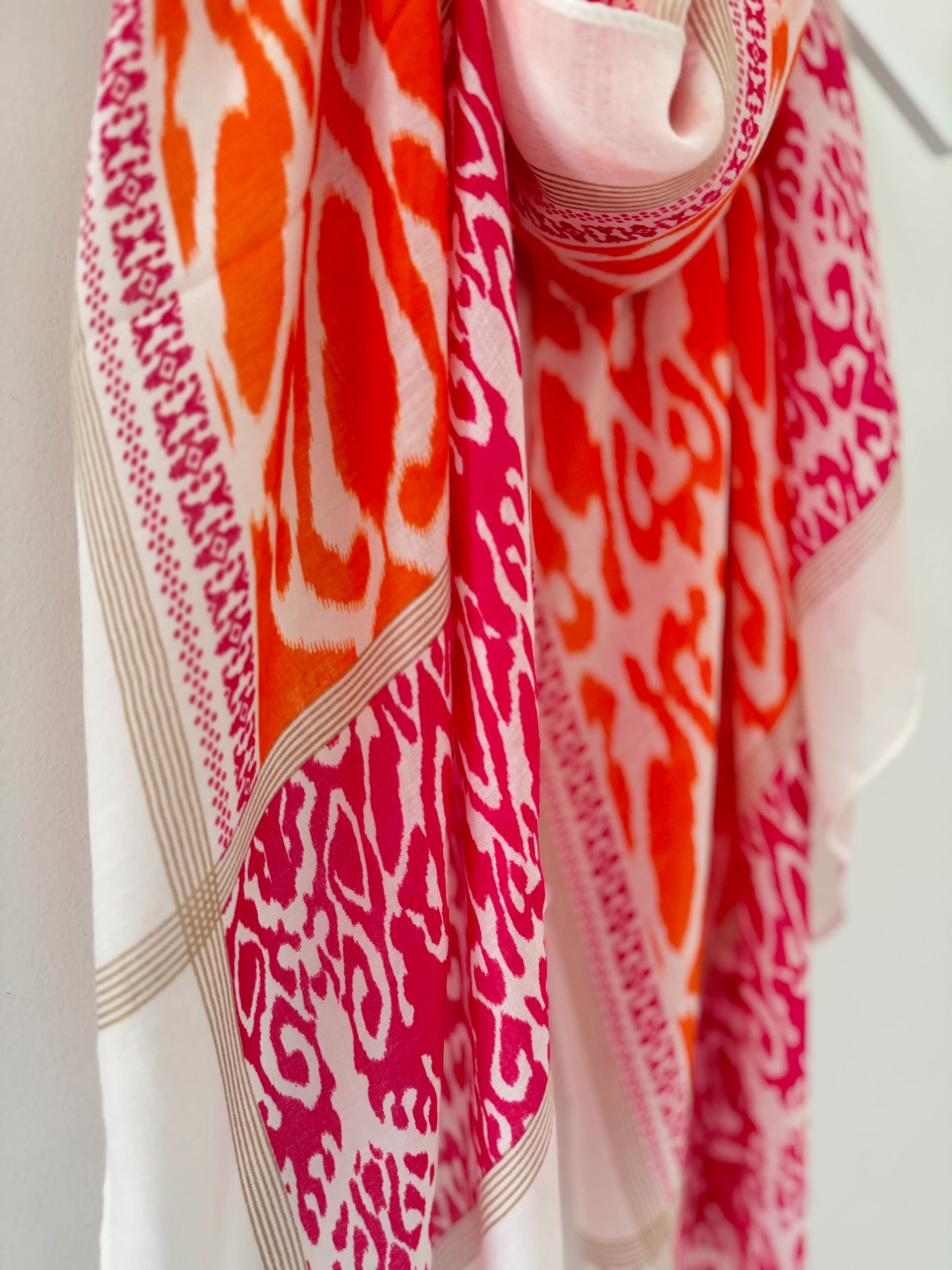 Ikat Scarf in Orange & Fuchsia - Image 5