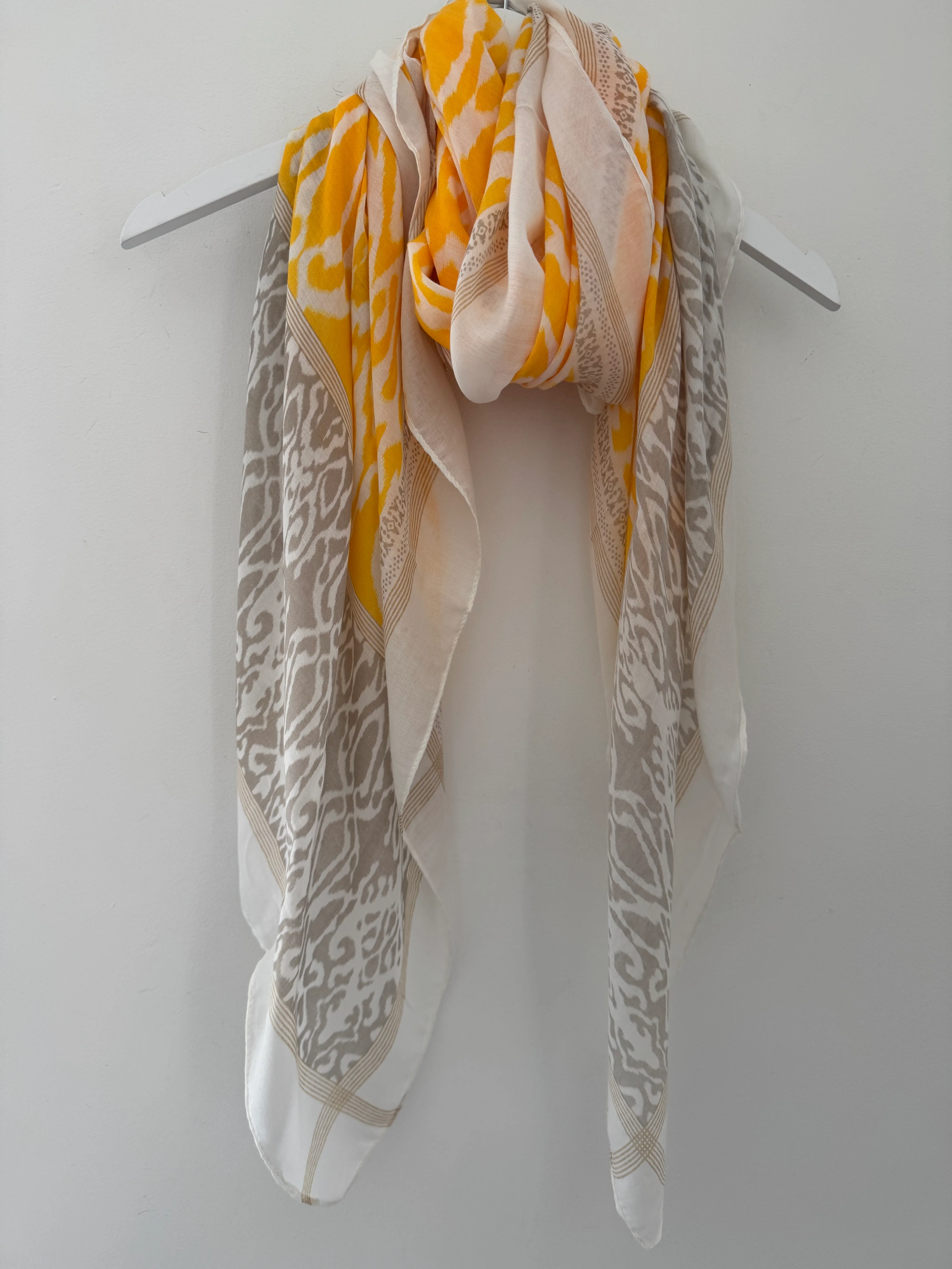 Ikat Scarf in Yellow & Taupe - Image 4