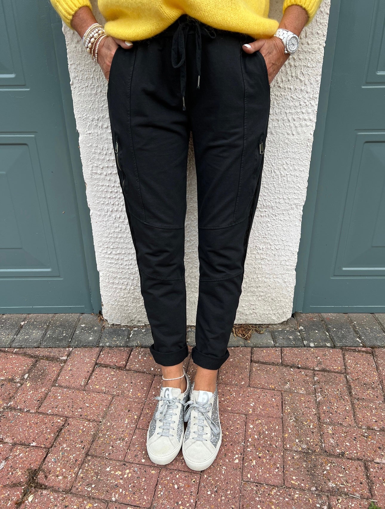 Jersey Stretch Joggers in Black - Image 3