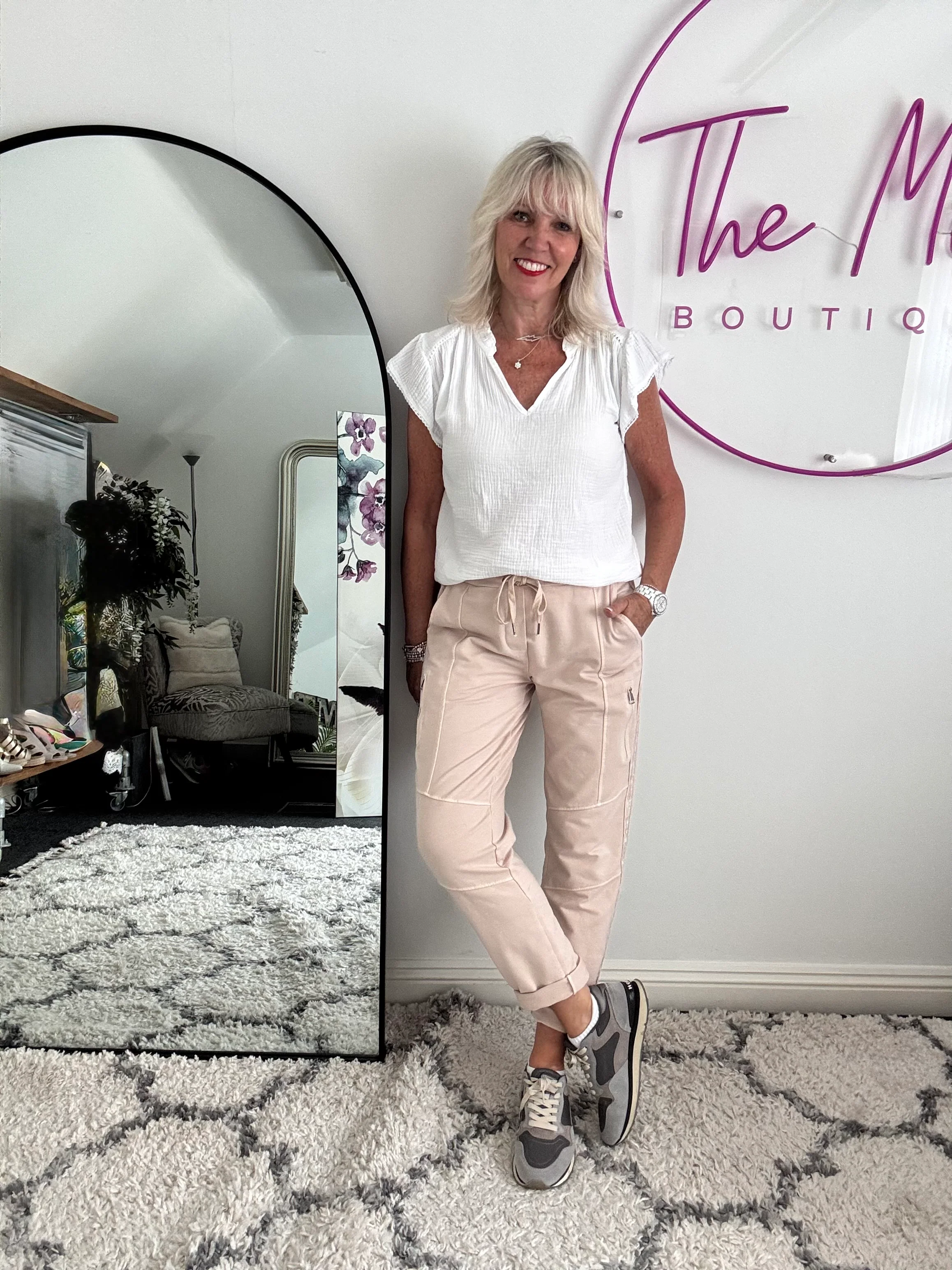 Jersey Stretch Joggers in Soft Pink