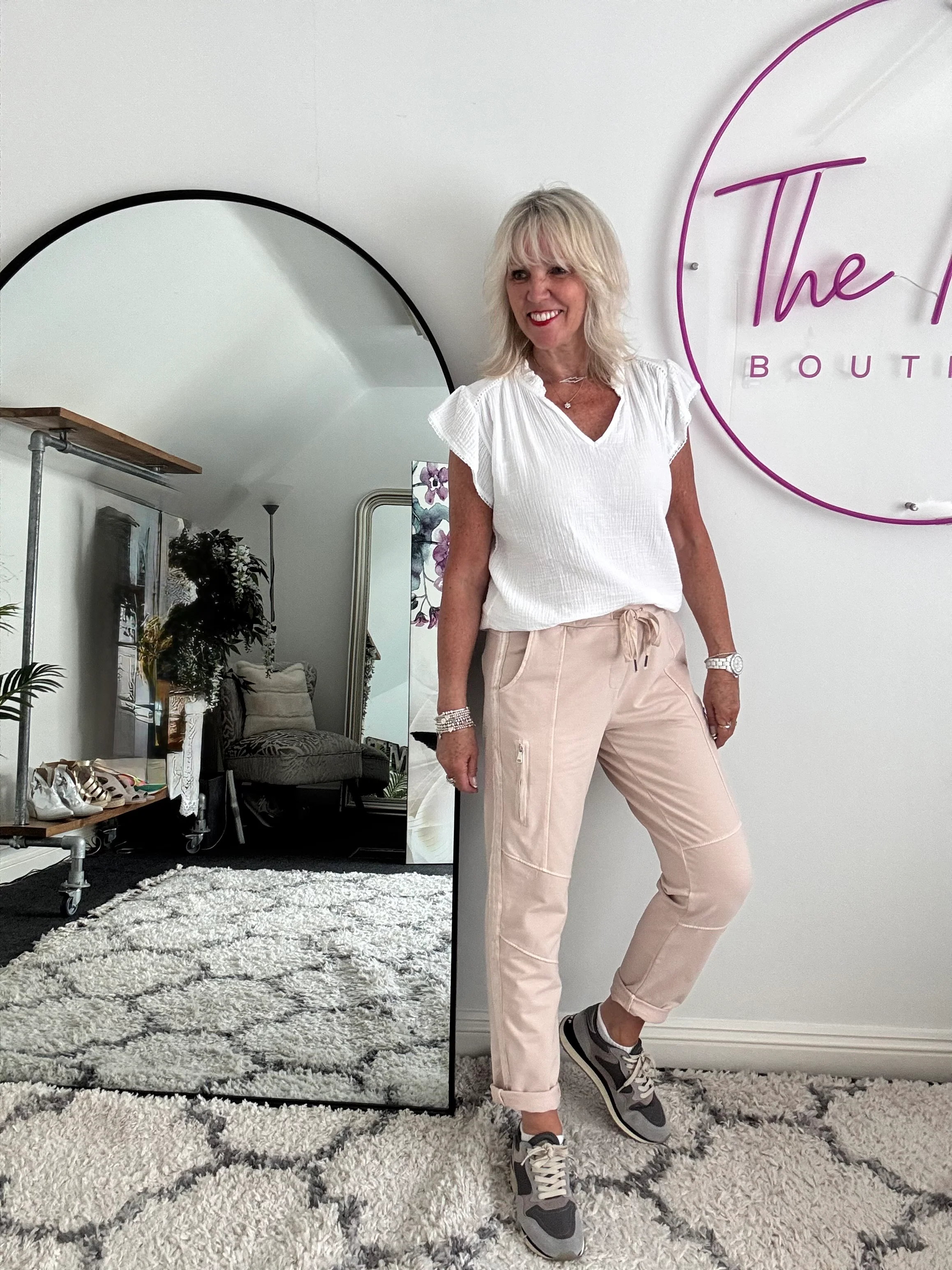 Jersey Stretch Joggers in Soft Pink - Image 5