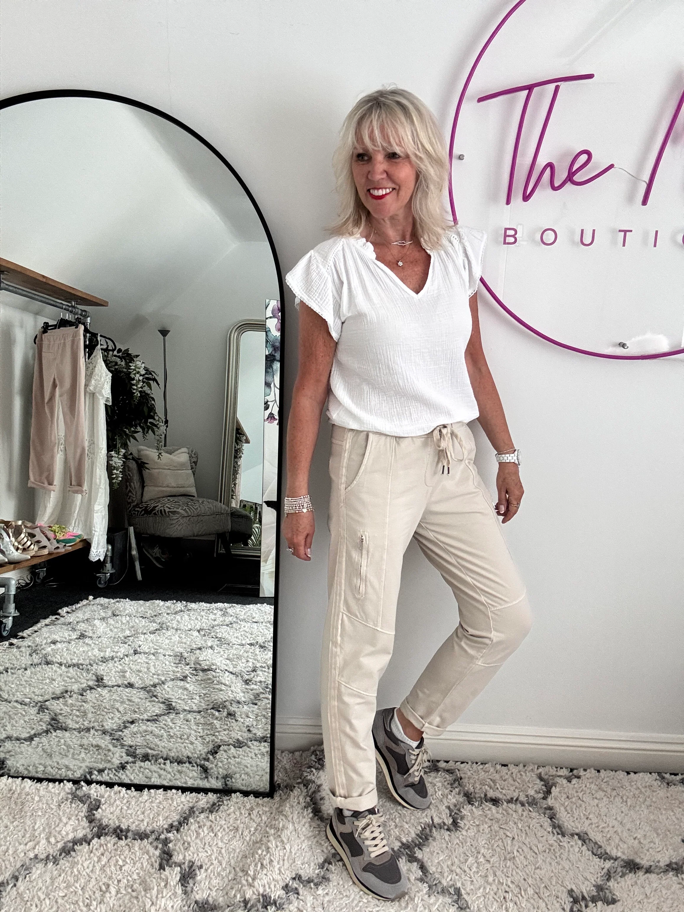 Jersey Stretch Joggers in Stone
