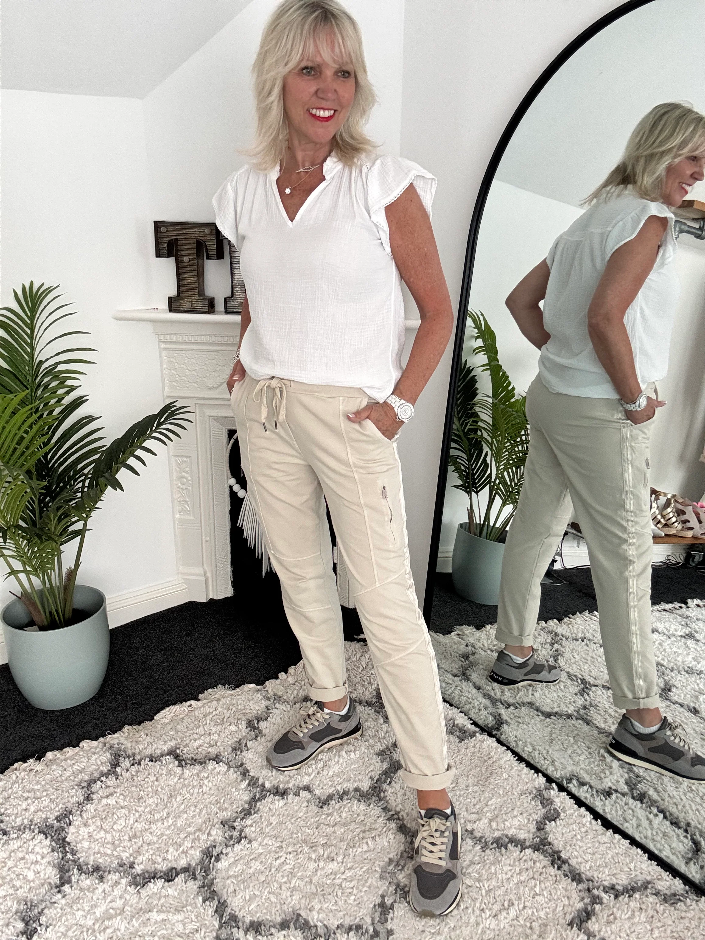 Jersey Stretch Joggers in Stone - Image 4