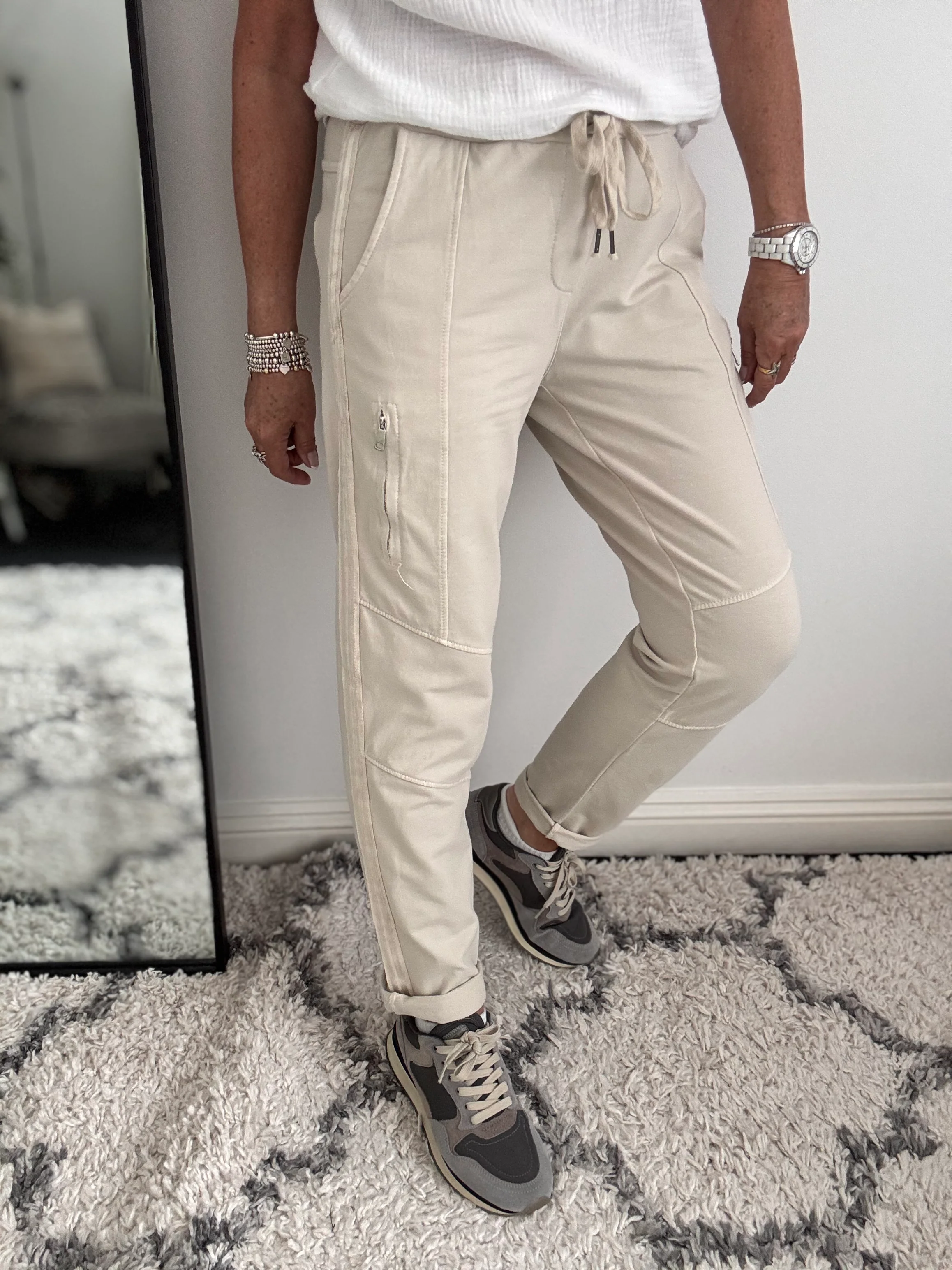Jersey Stretch Joggers in Stone - Image 5