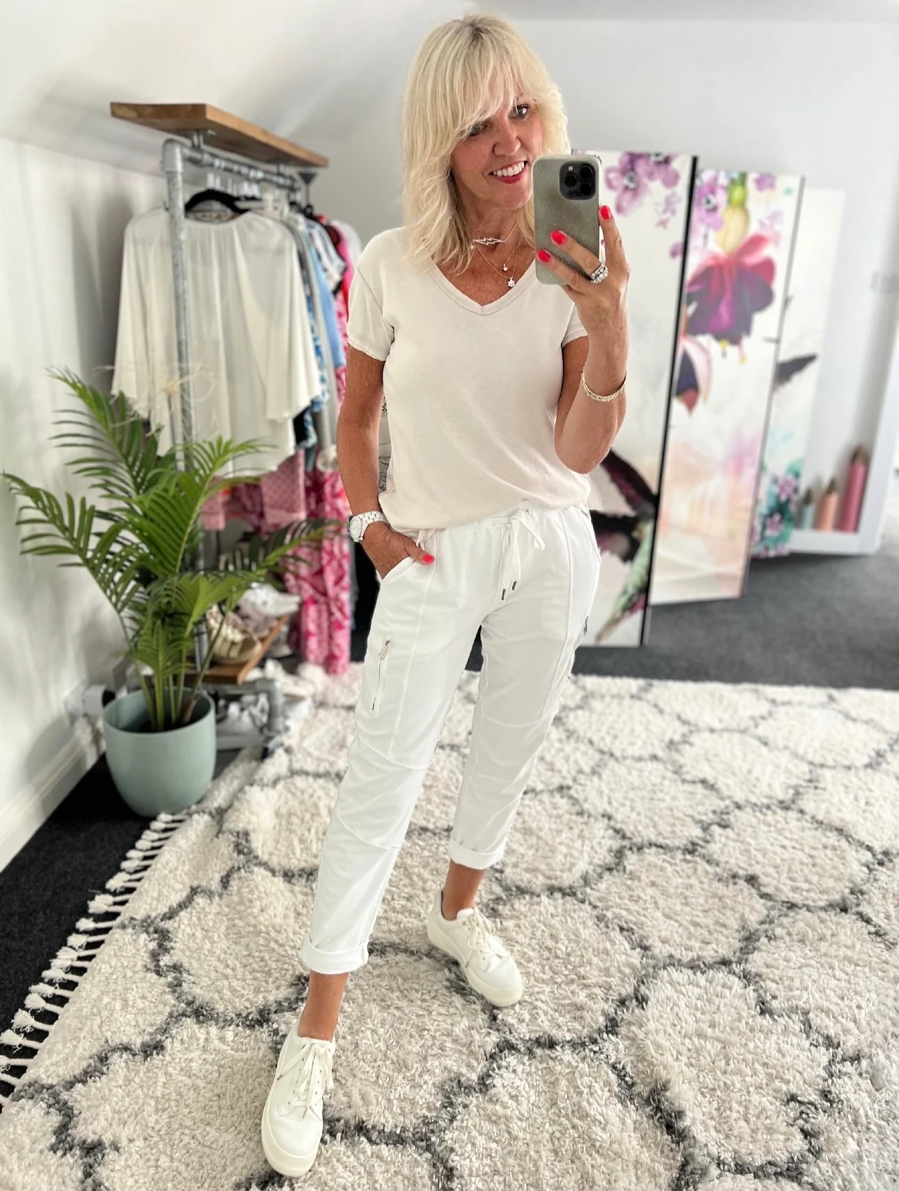 Jersey Stretch Joggers in White
