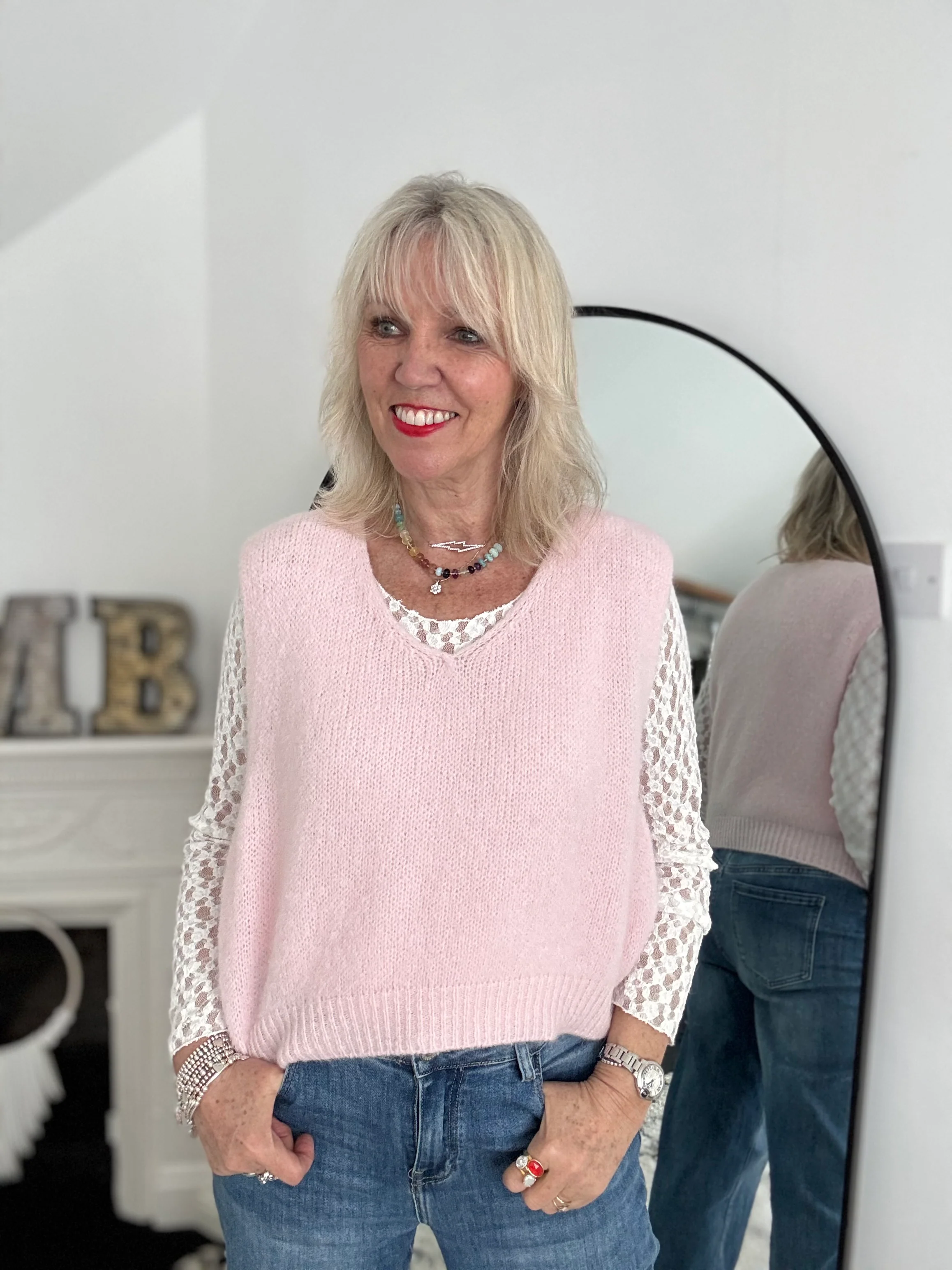 Kid Mohair Tank in Baby Pink