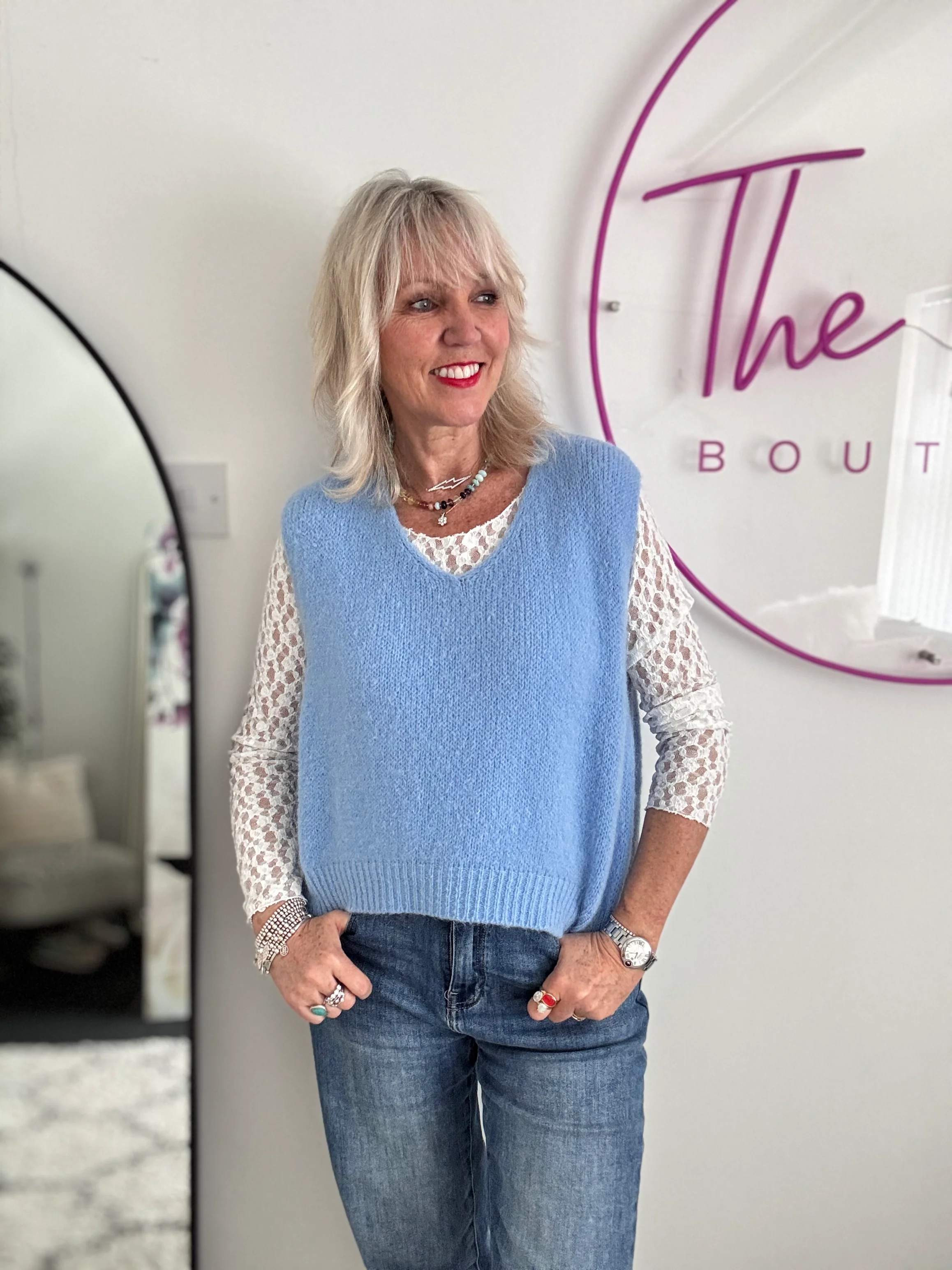Kid Mohair Tank in Cornflower Blue - Image 4