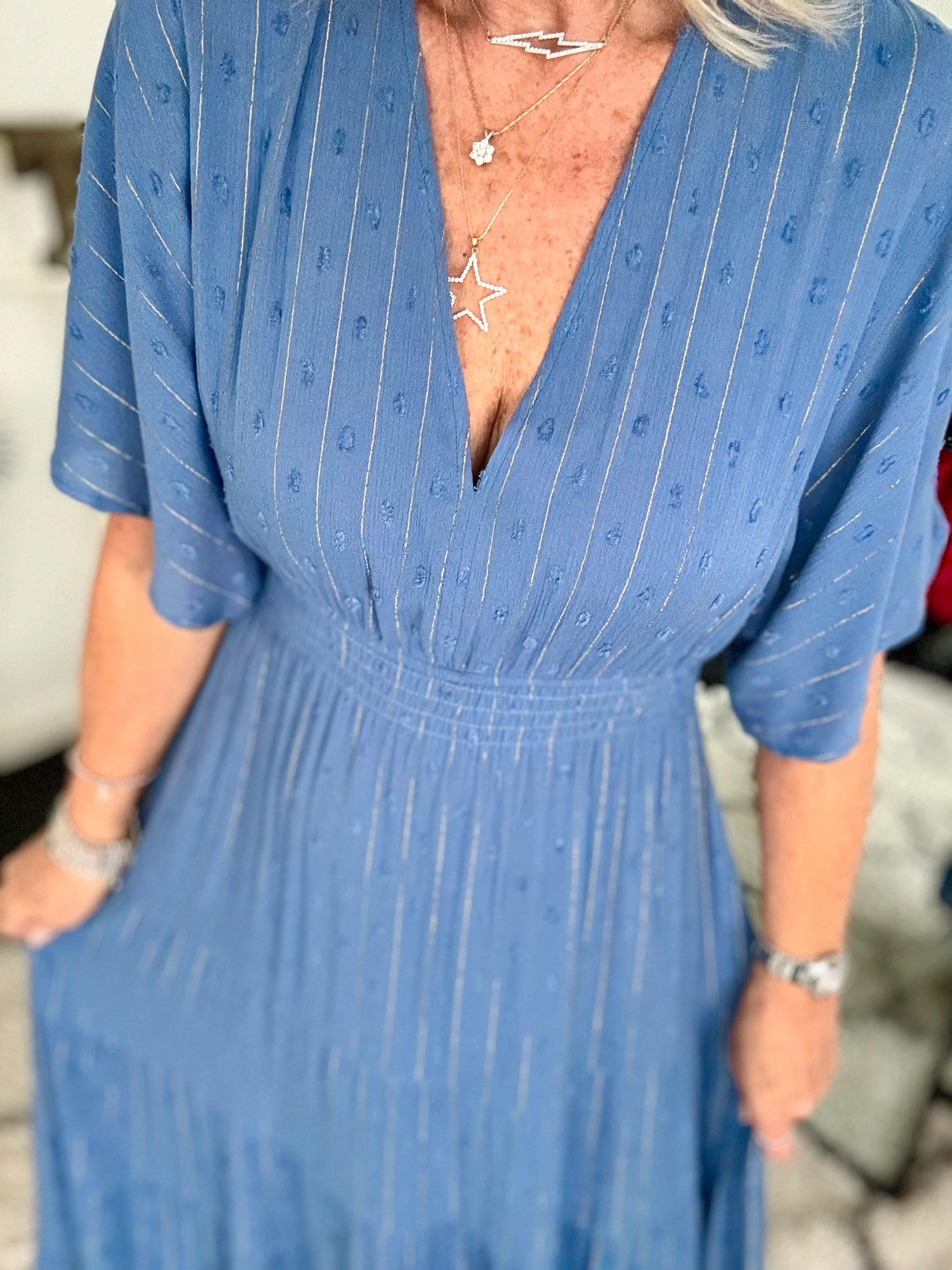 Kimono Midi Dress in Blue - Image 3