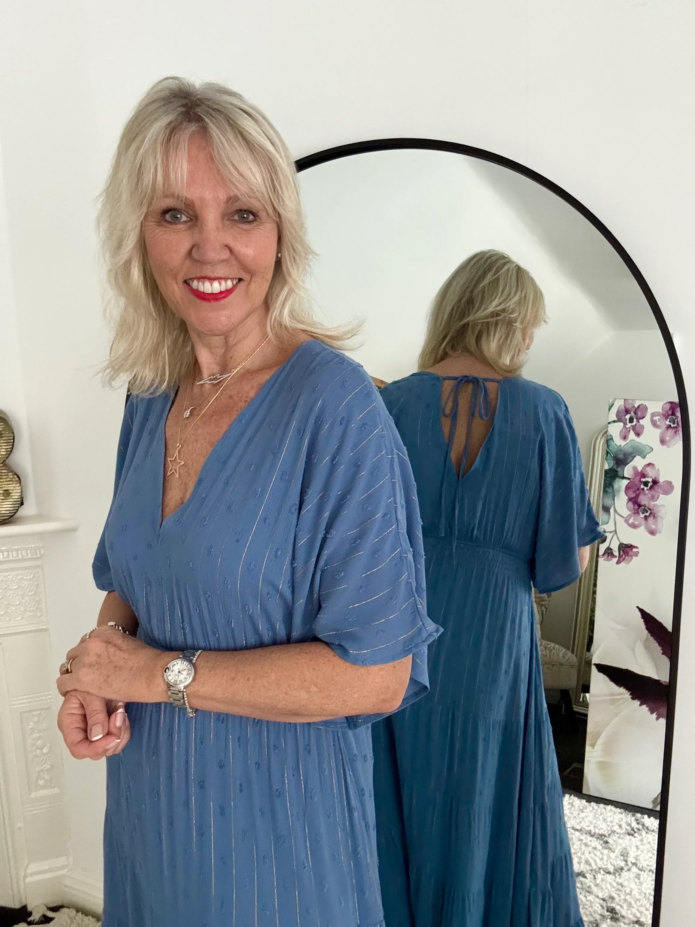 Kimono Midi Dress in Blue - Image 4