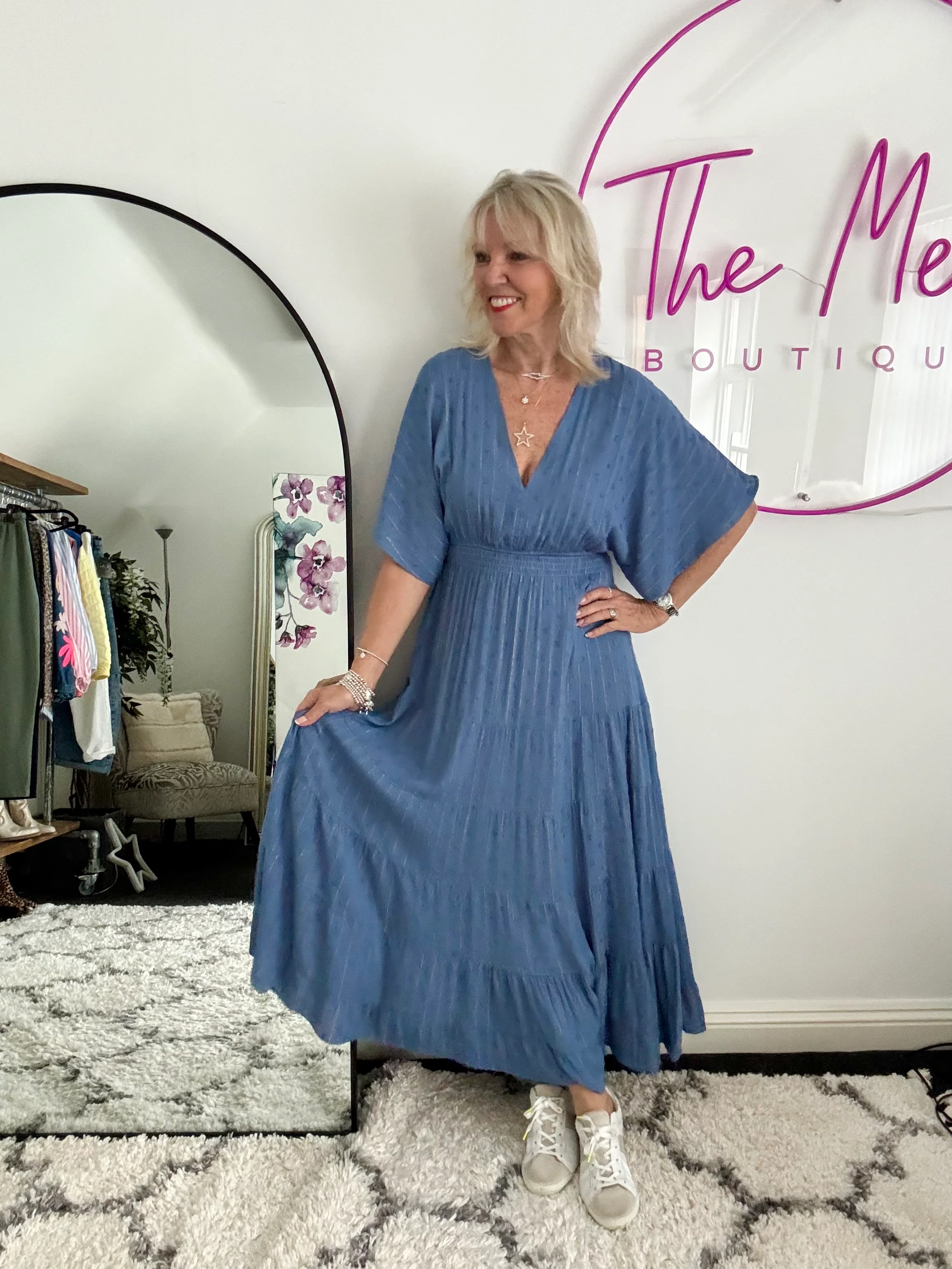 Kimono Midi Dress in Blue - Image 5