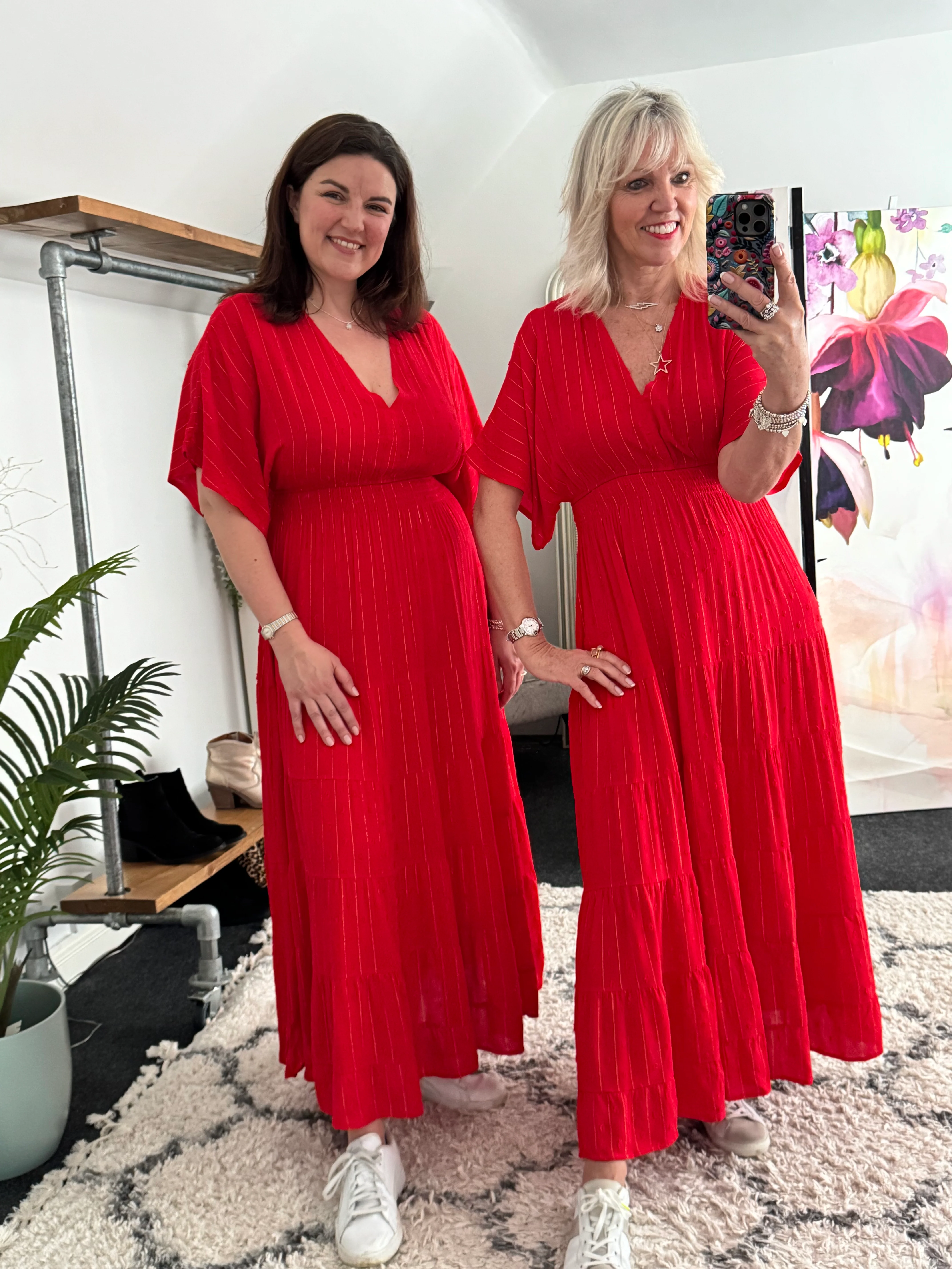 Kimono Midi Dress in Red - Image 3