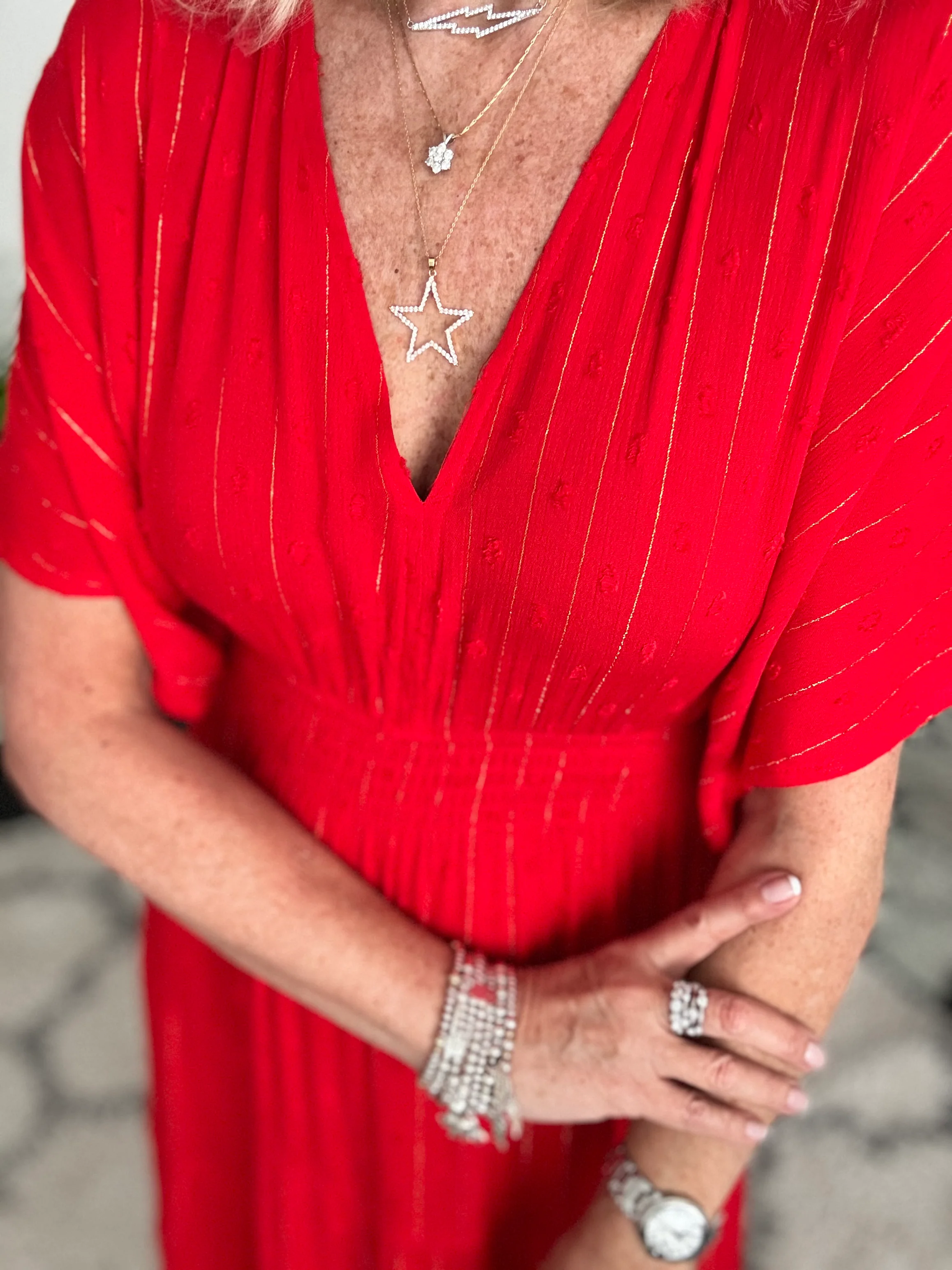 Kimono Midi Dress in Red - Image 5