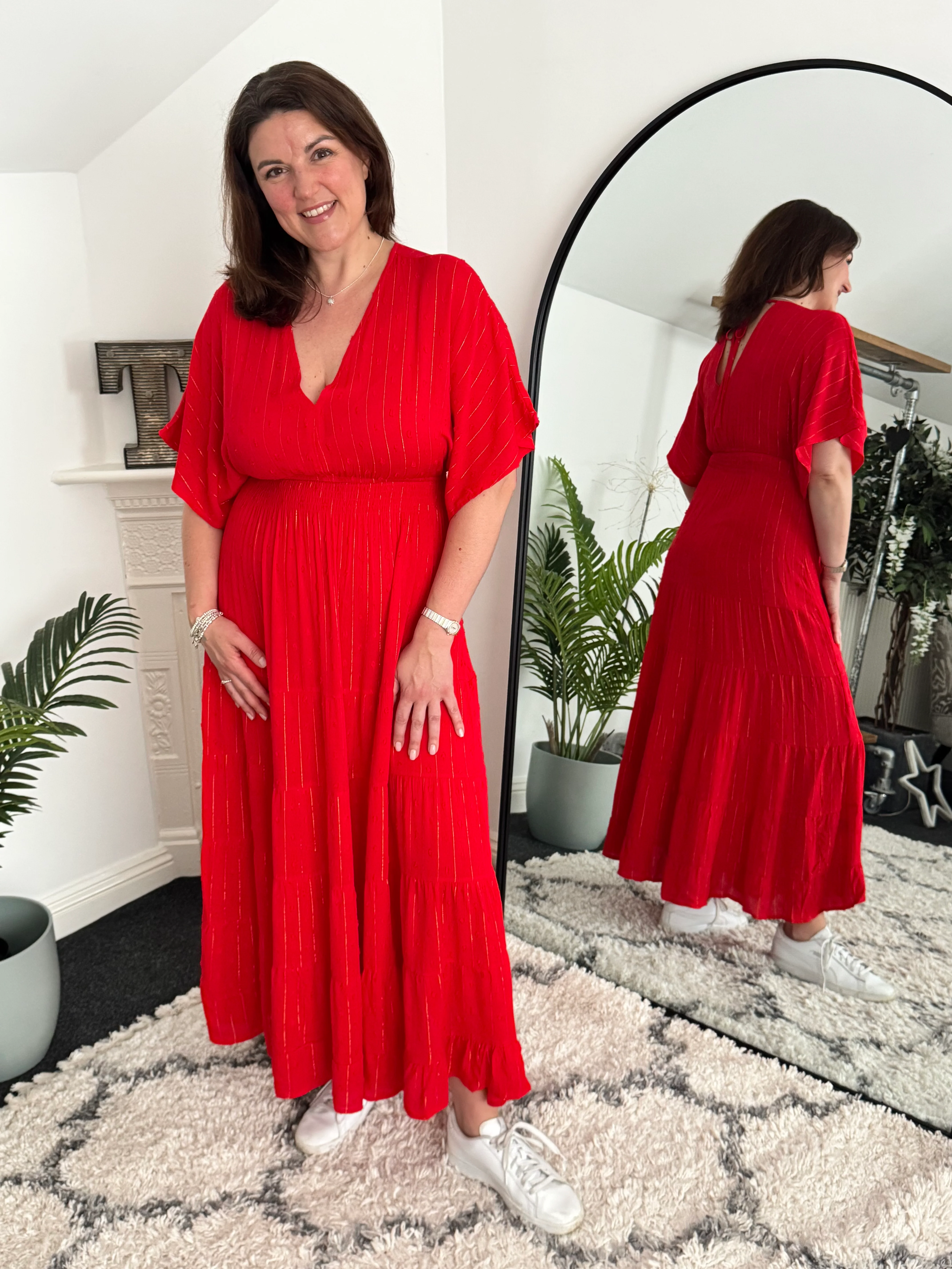 Kimono Midi Dress in Red - Image 6