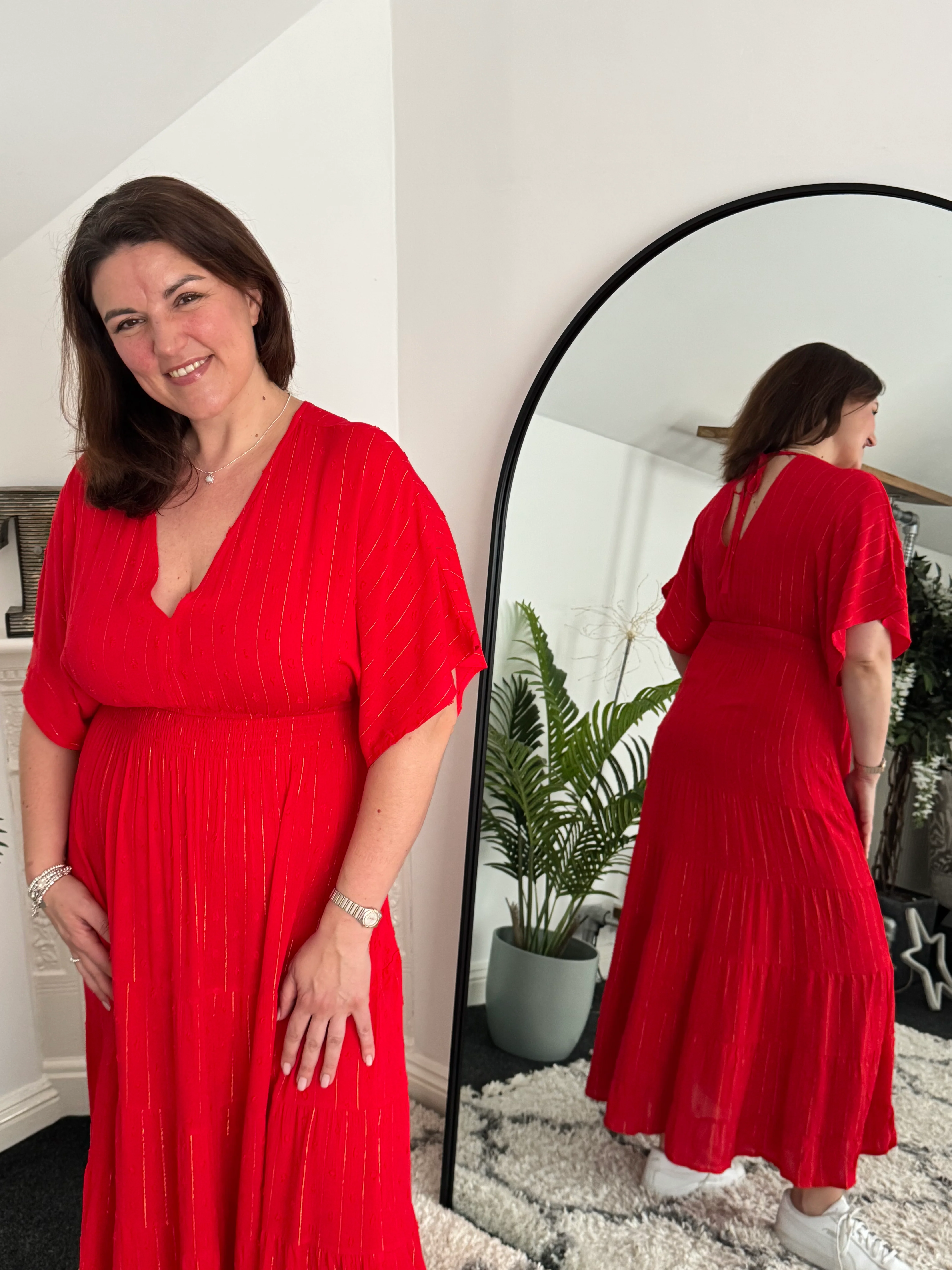 Kimono Midi Dress in Red - Image 8