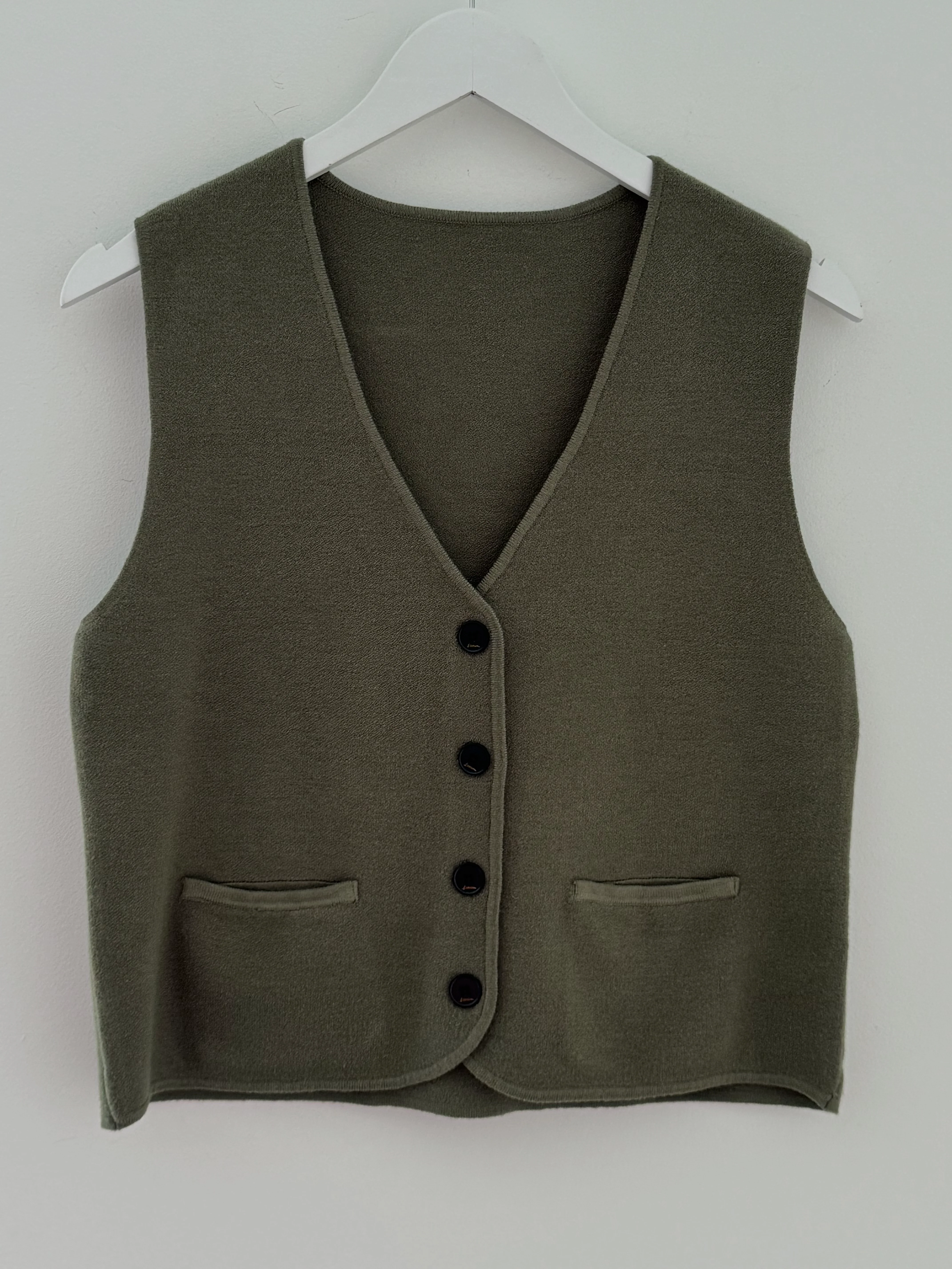 Knitted Waistcoat in Khaki - Image 6