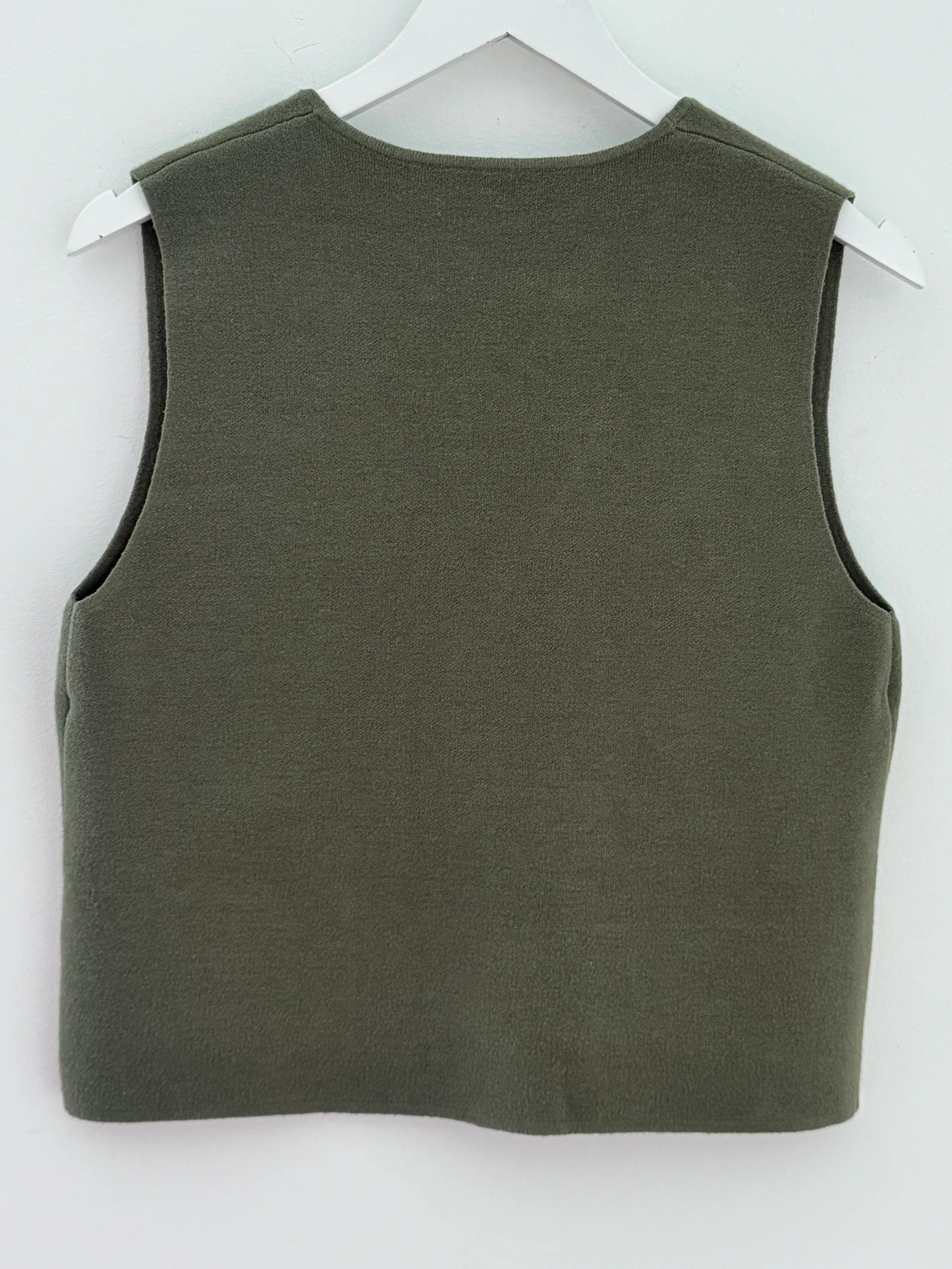 Knitted Waistcoat in Khaki - Image 7