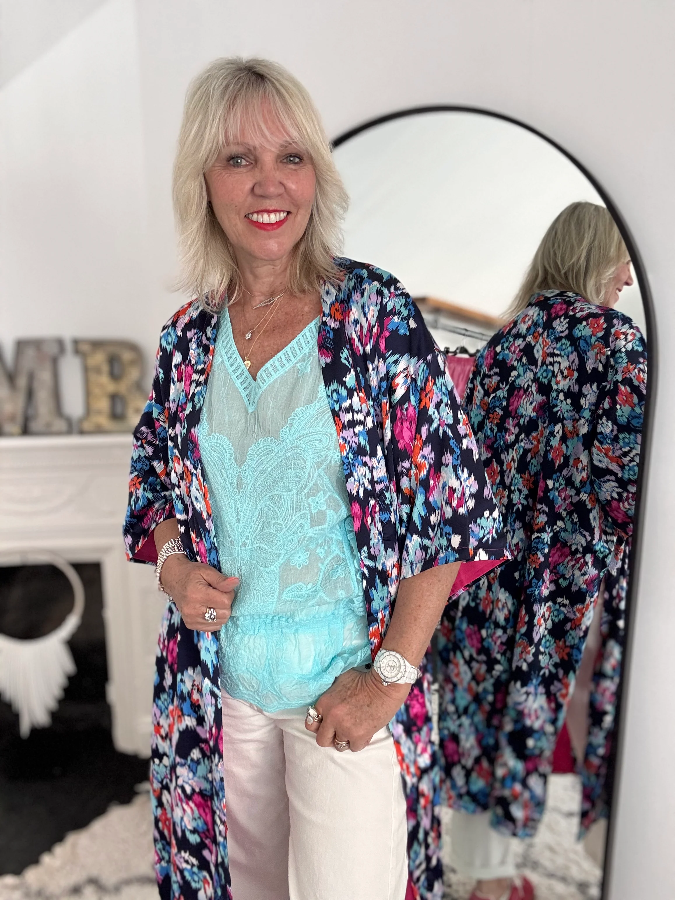 Lace Butterfly & Star Top in Aqua - Image 4