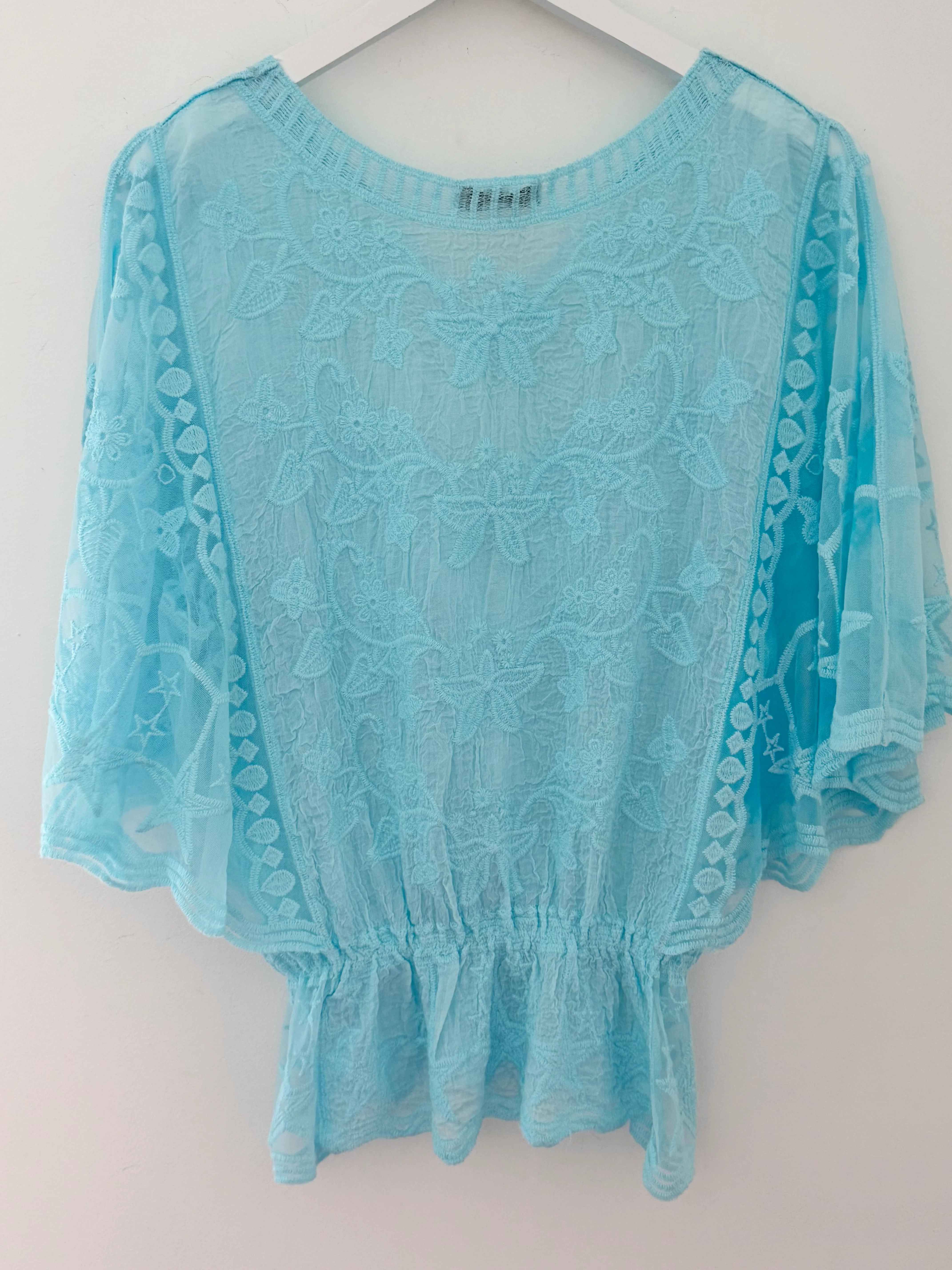 Lace Butterfly & Star Top in Aqua - Image 8