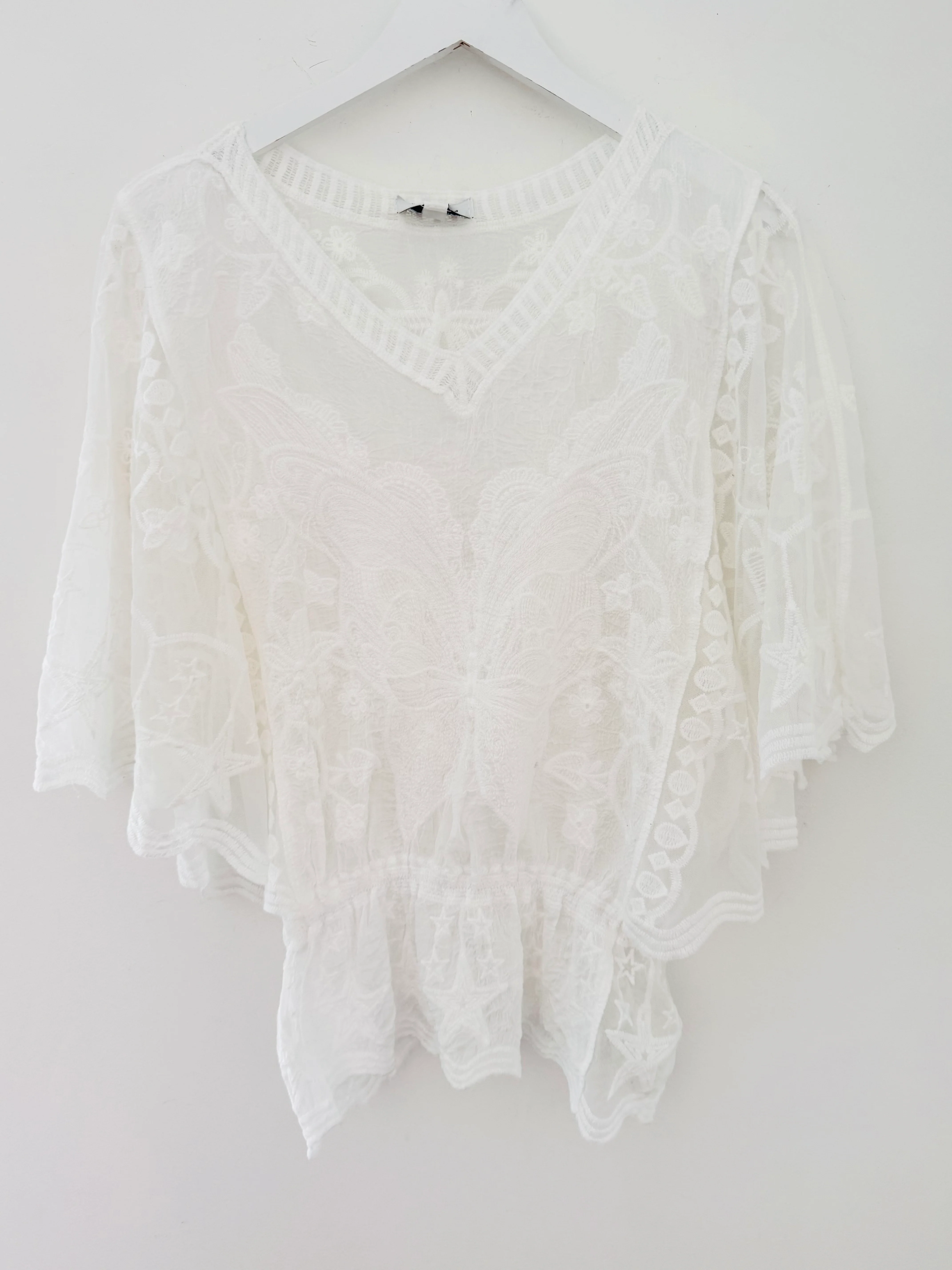 Lace Butterfly & Star Top in White - Image 7
