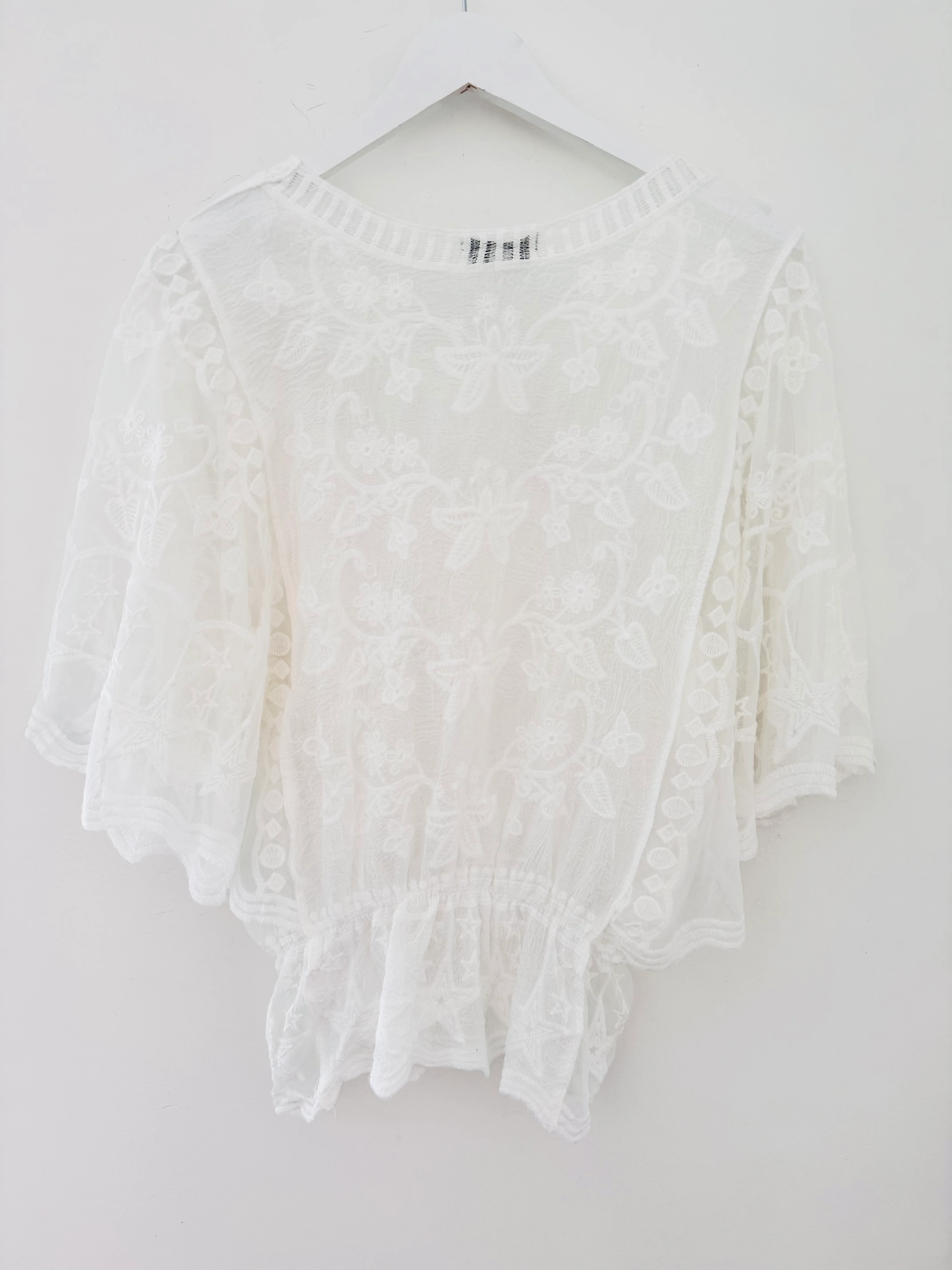 Lace Butterfly & Star Top in White - Image 9