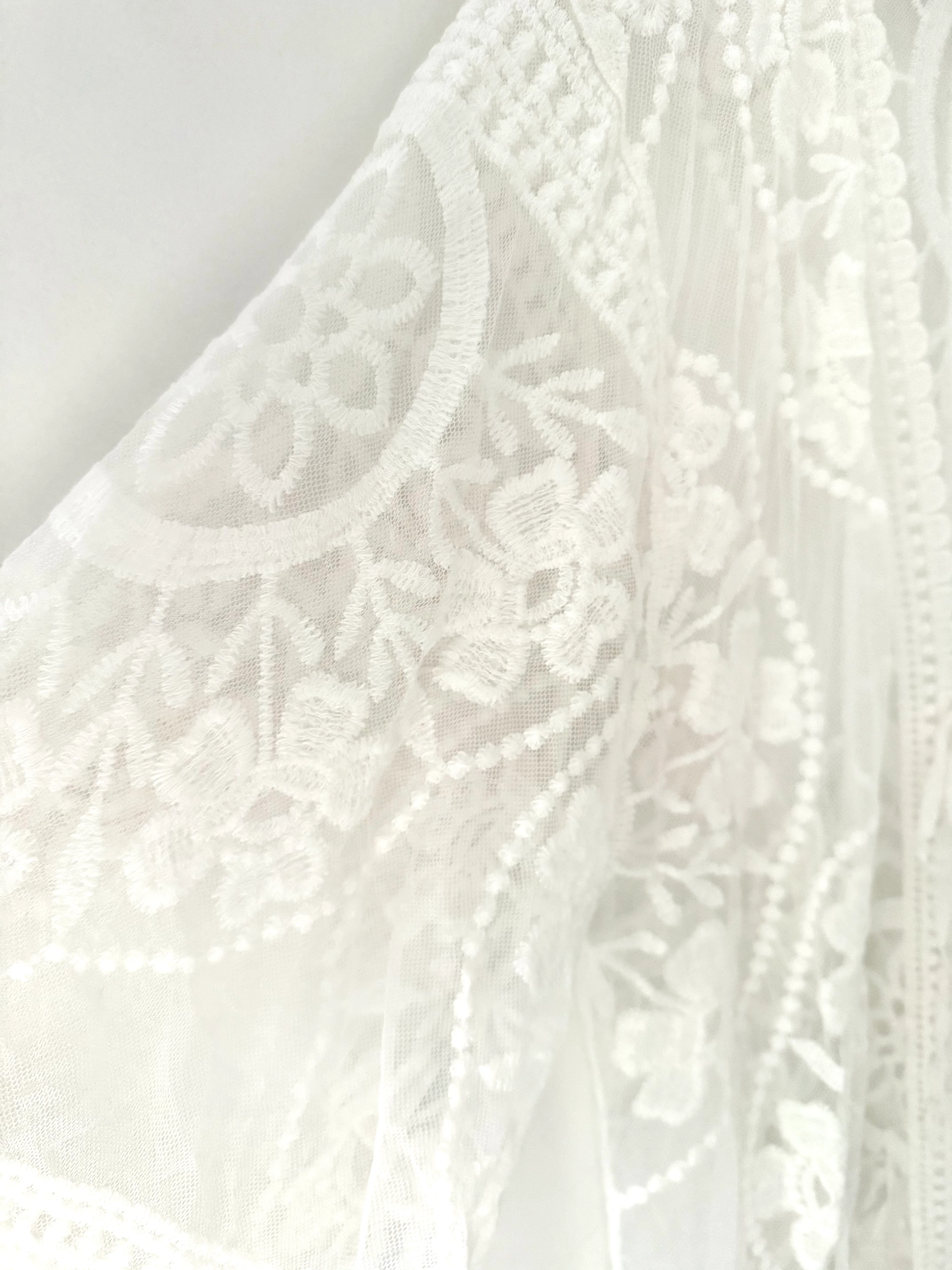 Lace Cotton Kimono in Ivory - Image 8