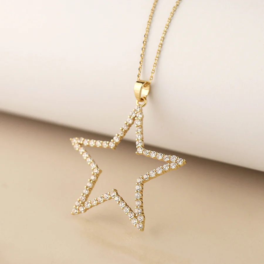 Large Crystal Star Pendant in Gold - Image 3