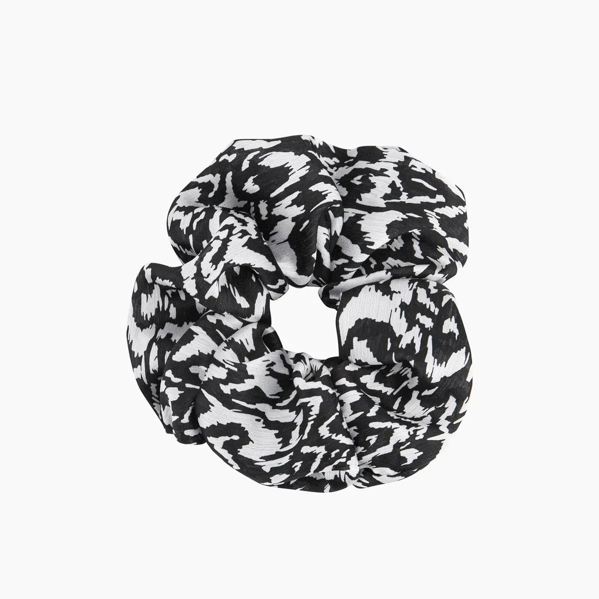 Large Hair Scrunchie in Black & White Aztec