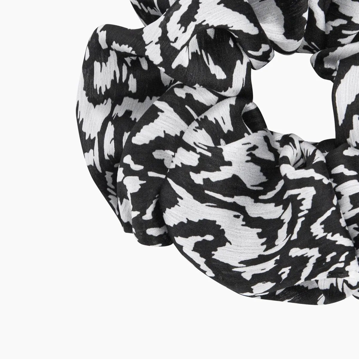 Large Hair Scrunchie in Black & White Aztec - Image 2