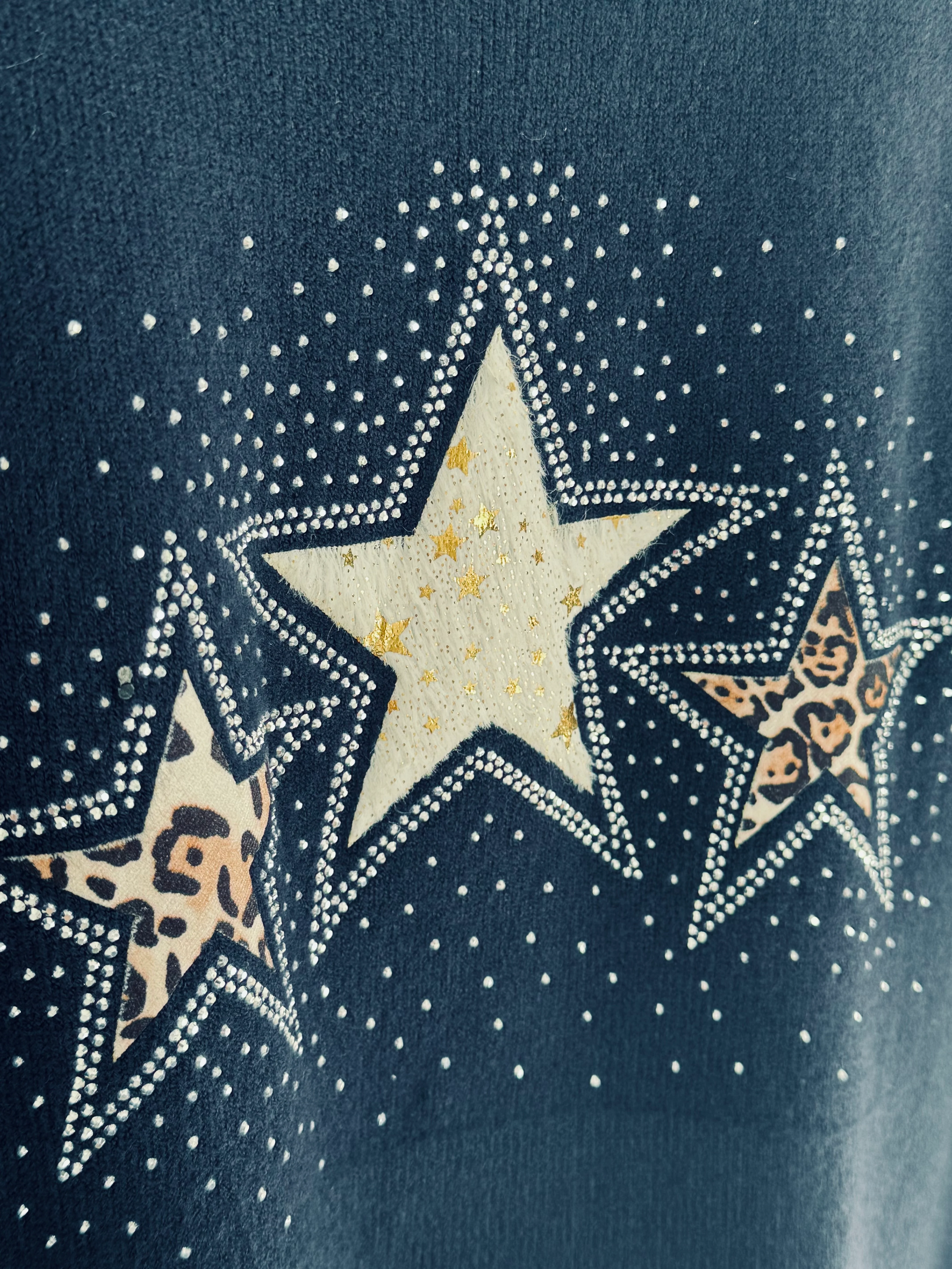 Leopard Star Jumper in Navy - Image 7