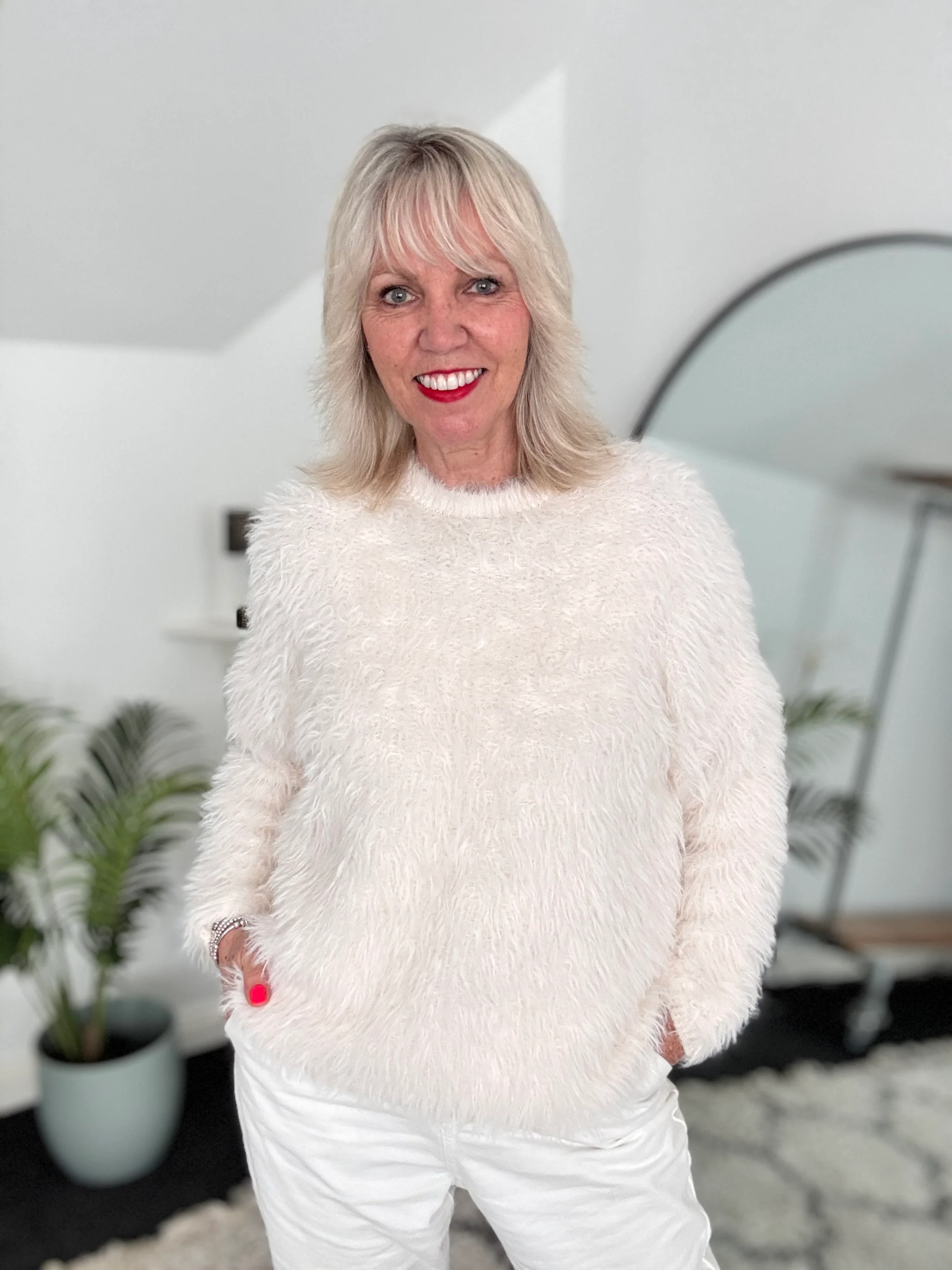 Light Furry Jumper in Vanilla