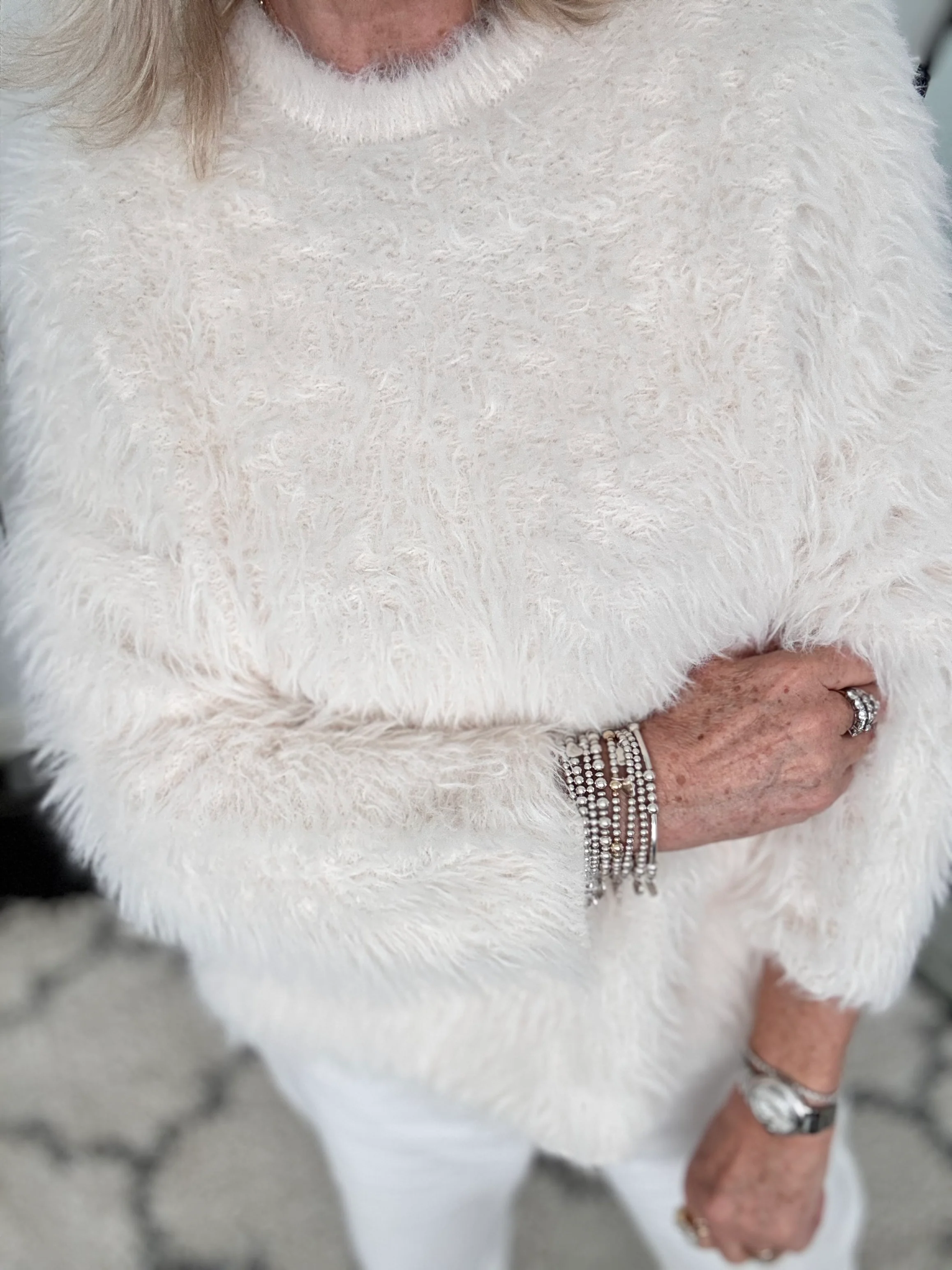Light Furry Jumper in Vanilla - Image 2