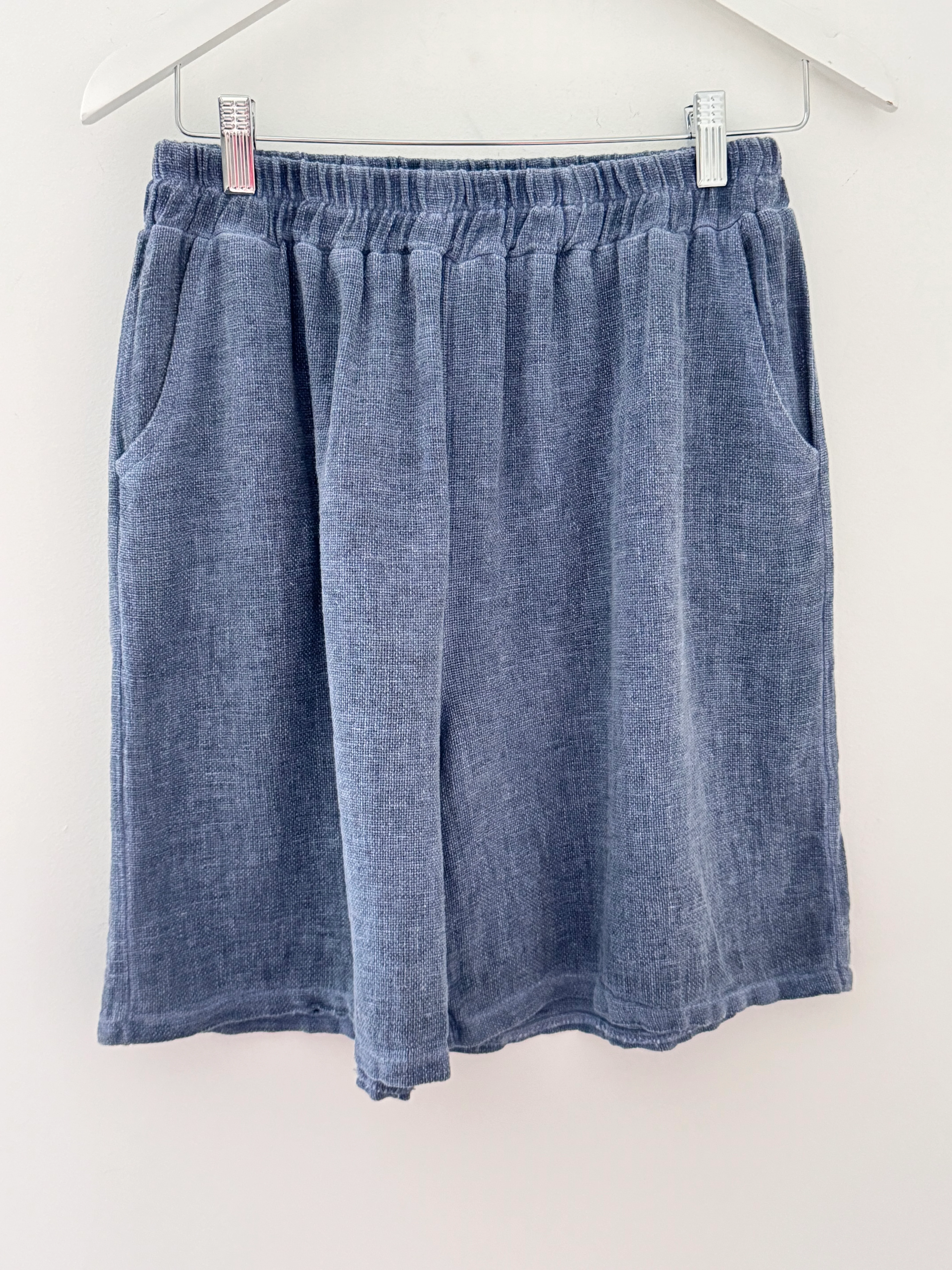Linen & Cotton Shorts in Denim Blue - Image 5