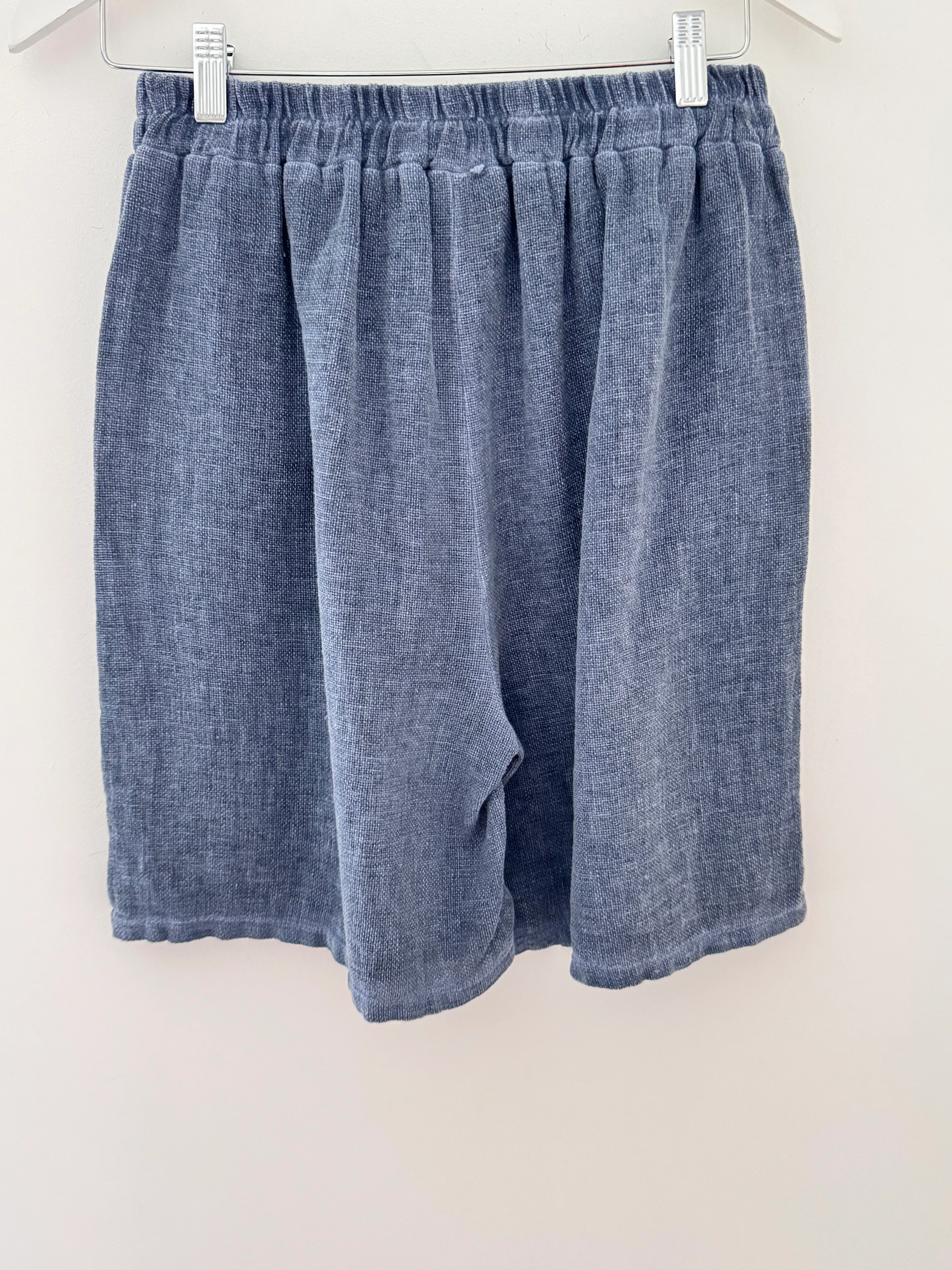 Linen & Cotton Shorts in Denim Blue - Image 7