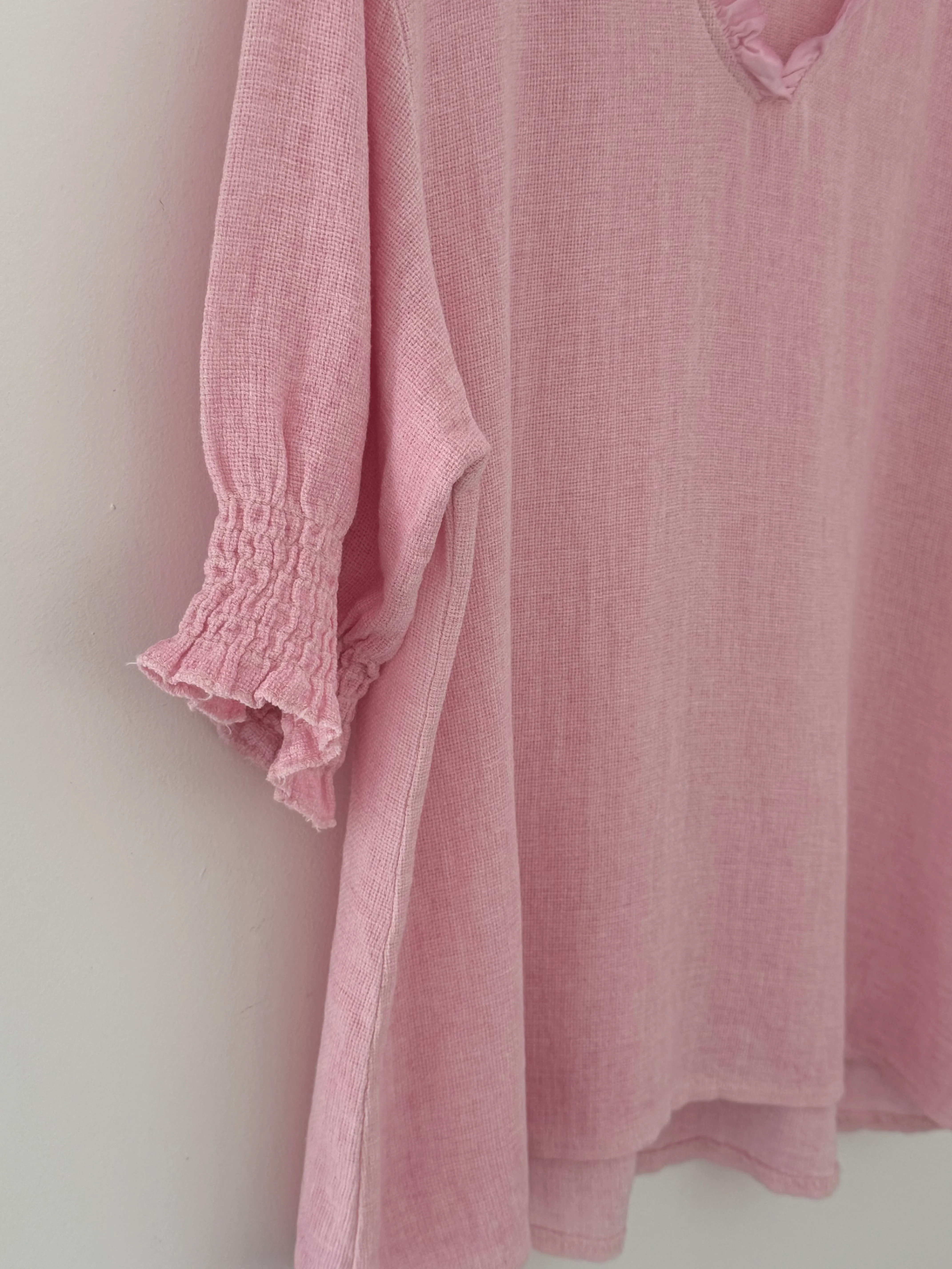Linen & Cotton Top in Baby Pink - Image 10